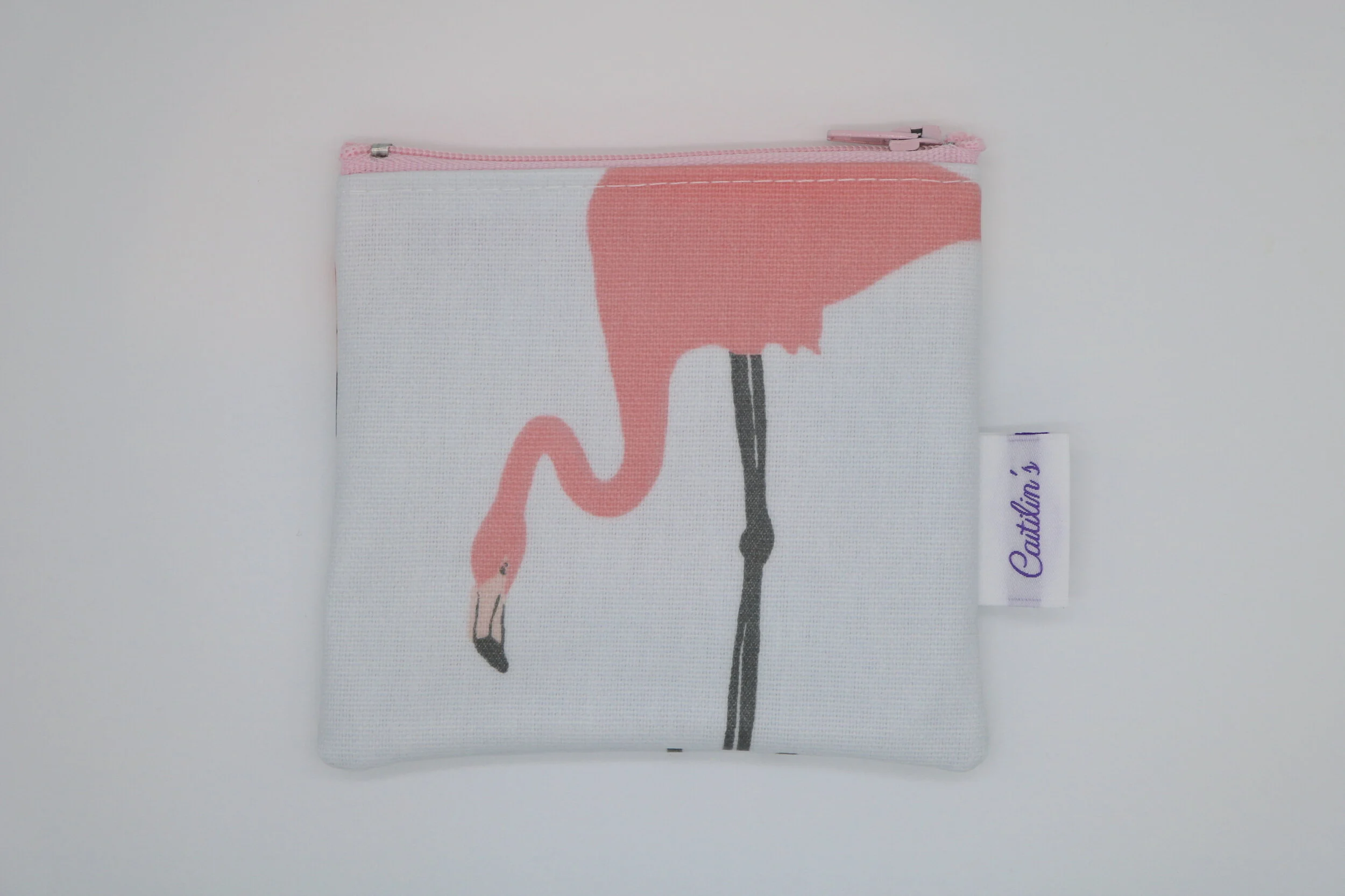 Oilcloth Coin Purse Flamingo Design.