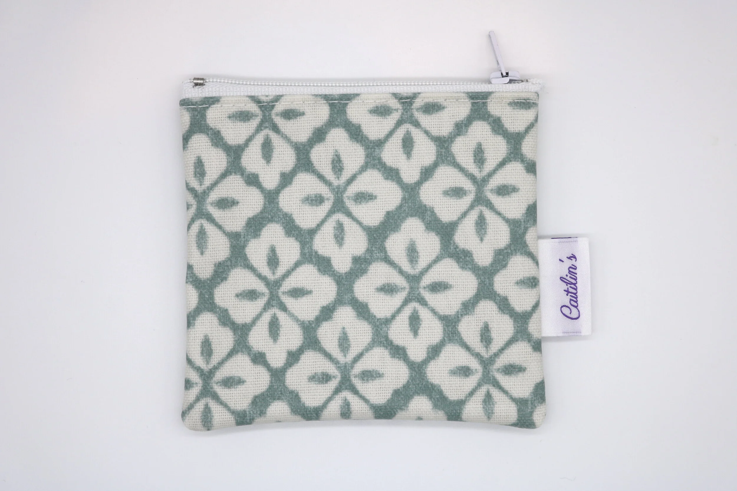 Oilcloth Coin Purse Green Floral Design.