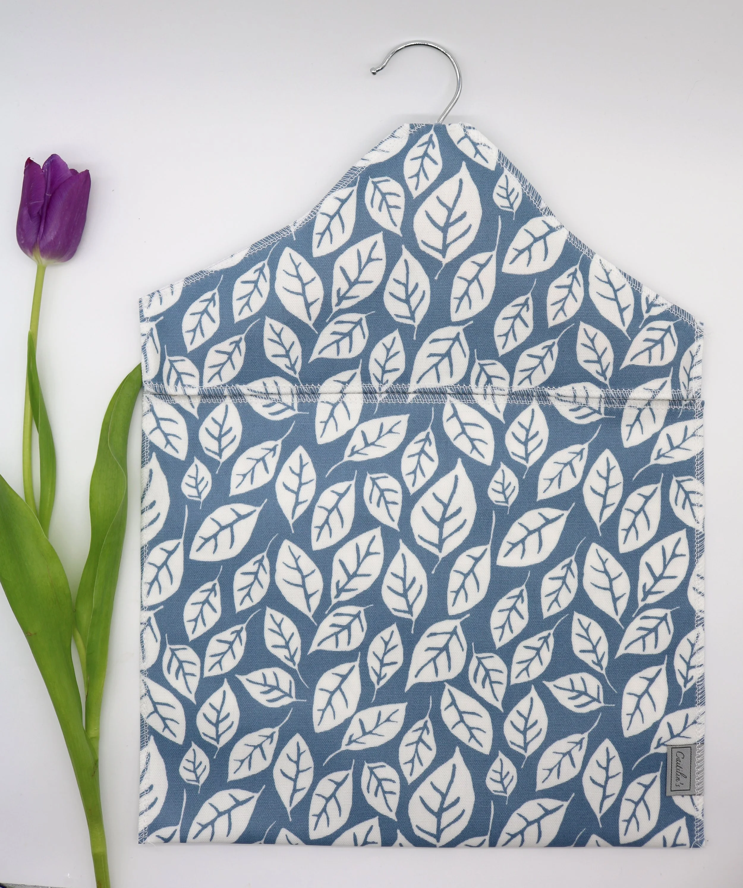 Oilcloth rainproof peg bag blue leaf design
