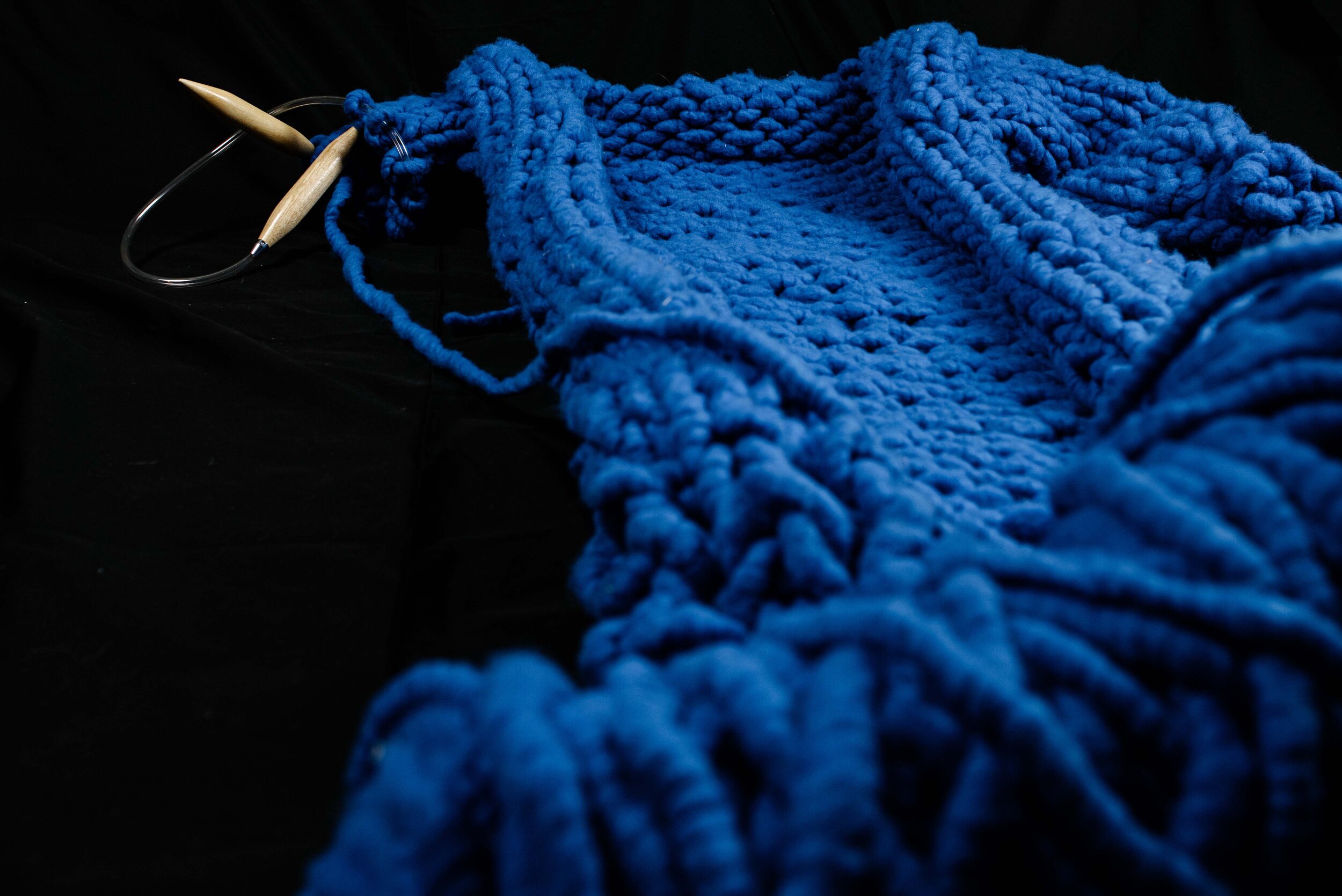 Blue Merino Knitting