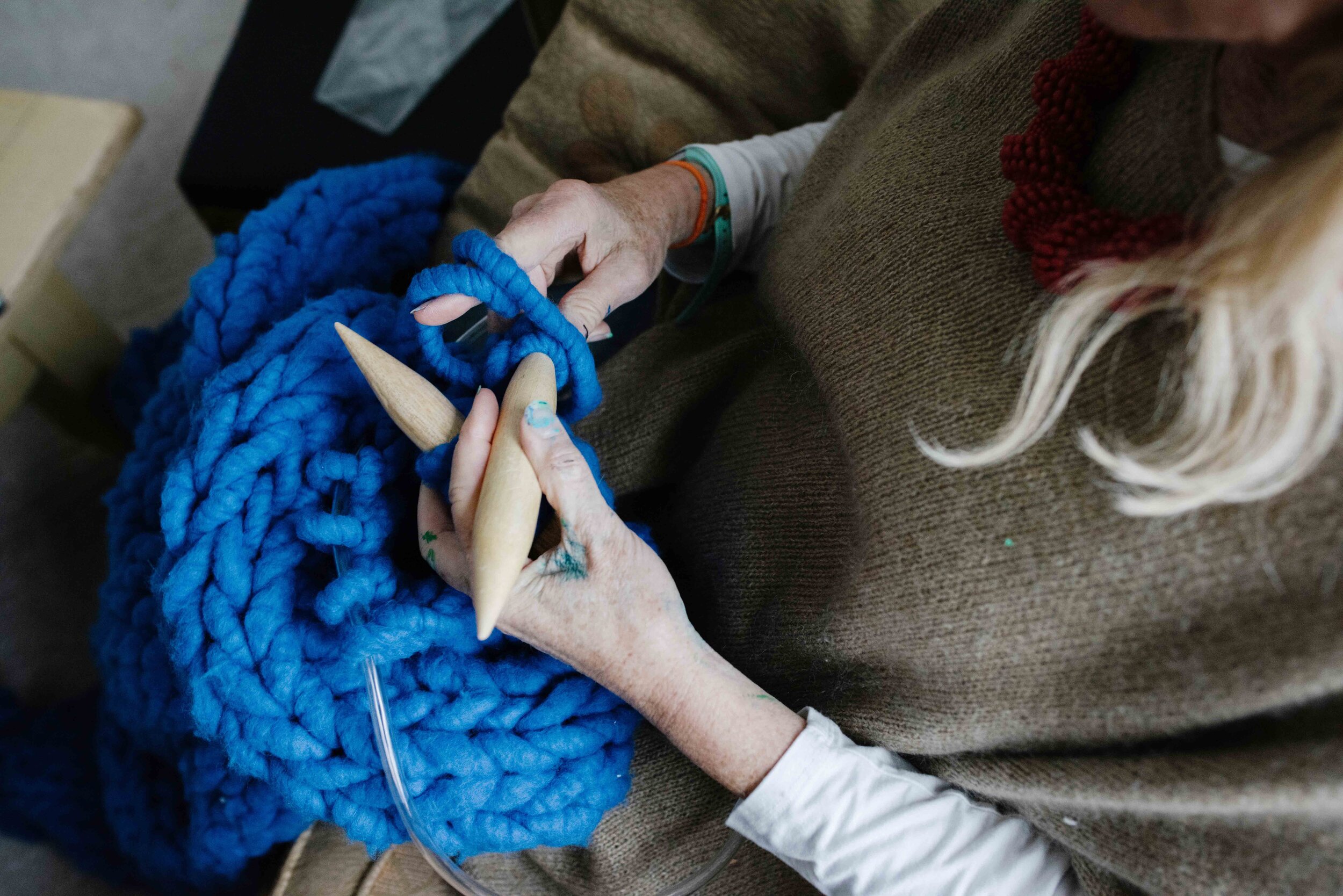 Blue Merino Knitting