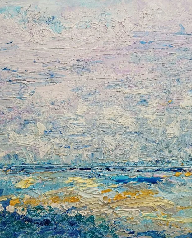 Sea and Sky  Perfect tranquility on the horizon. Acrylic, 20" x 24".    Purchase original.   2025