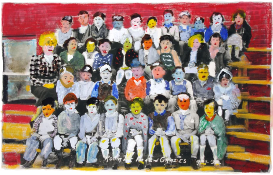 First and Second Grades, hand-painted photograph, 2011