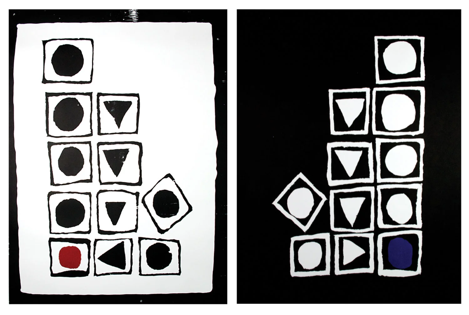 Random Bits of Experiences I & II , 36 x 48” each, woodcut prints on Reeves BFK, 2011
