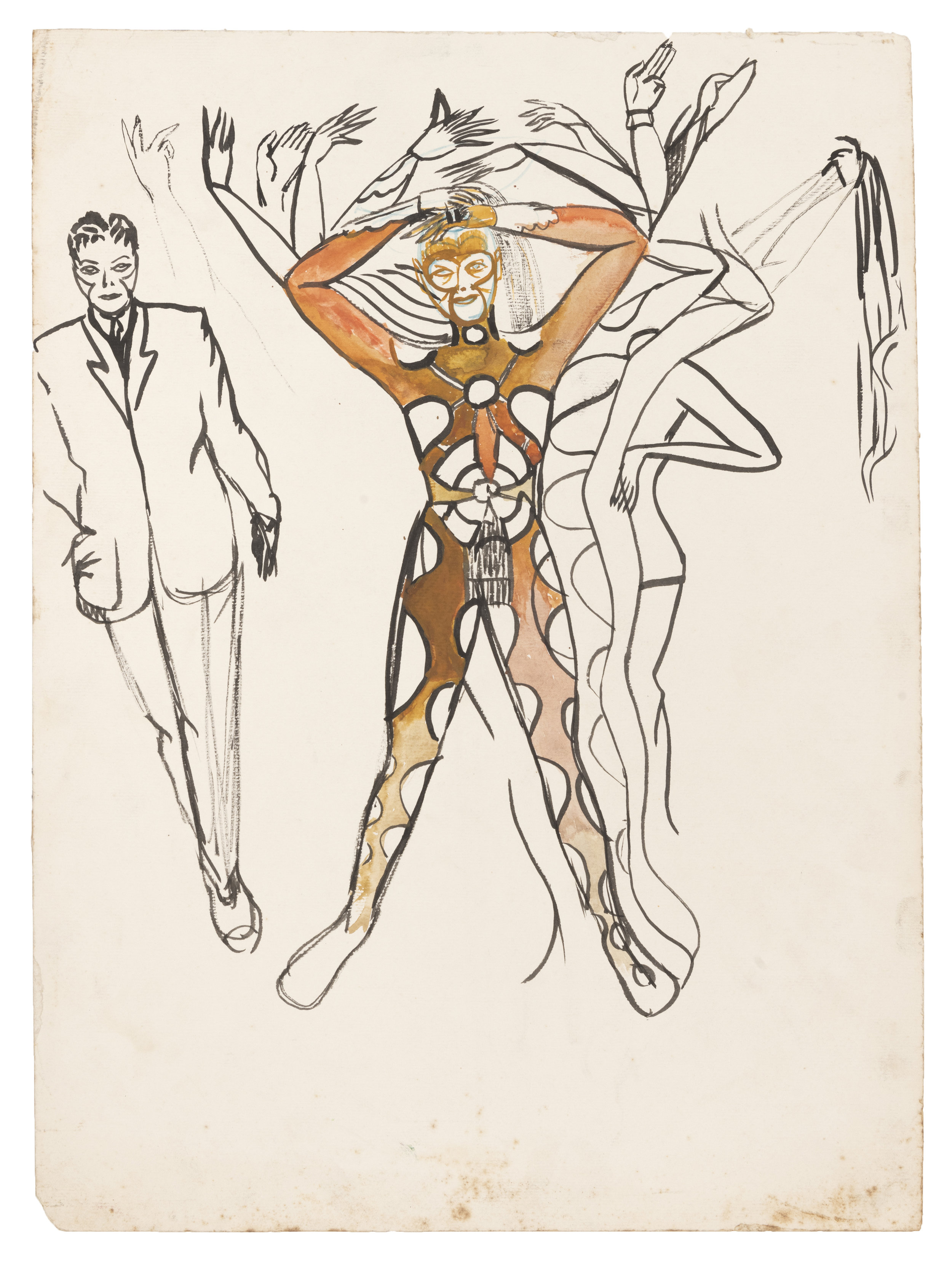 Eddie Owens Martin, Untitled, n.d., watercolor and pen on paper, 19.75 x 14.75 inches