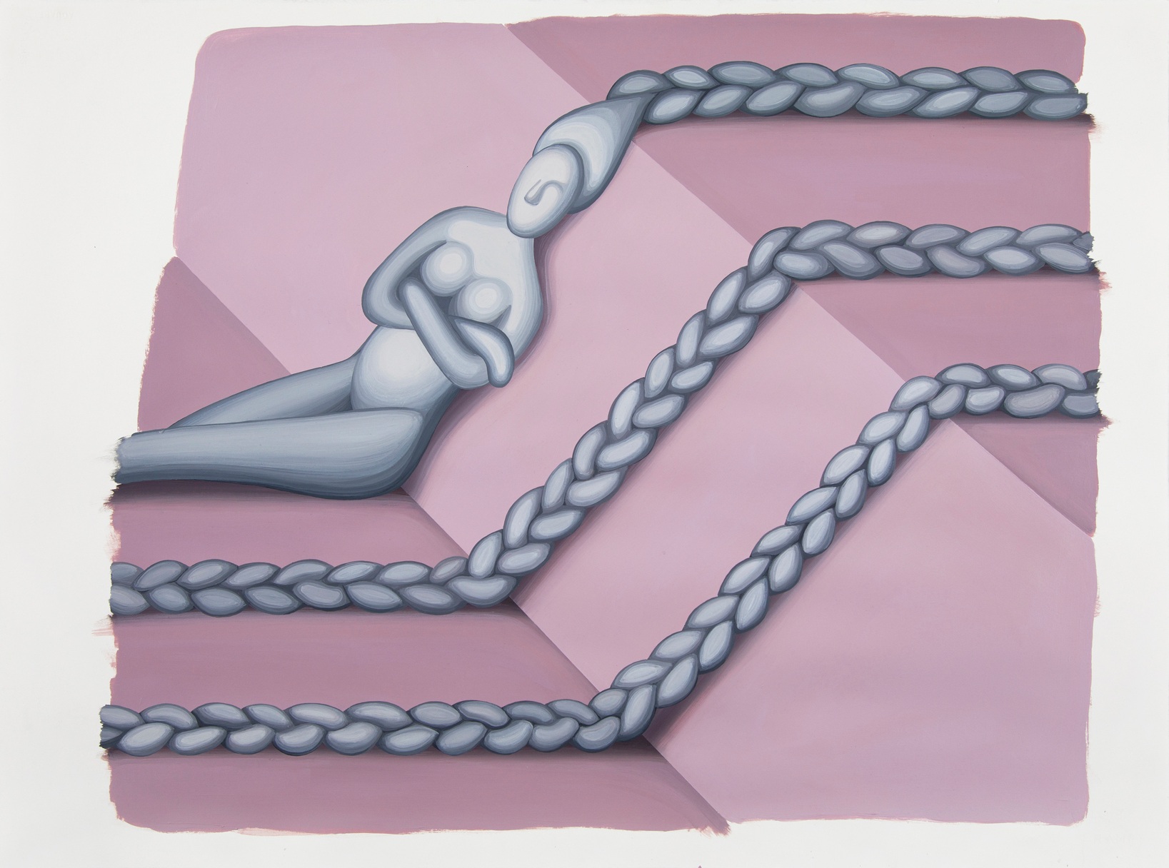 Emily Ludwig Shaffer, R & R & R, 2019, acrylic on paper, 22.5 x 30 inches