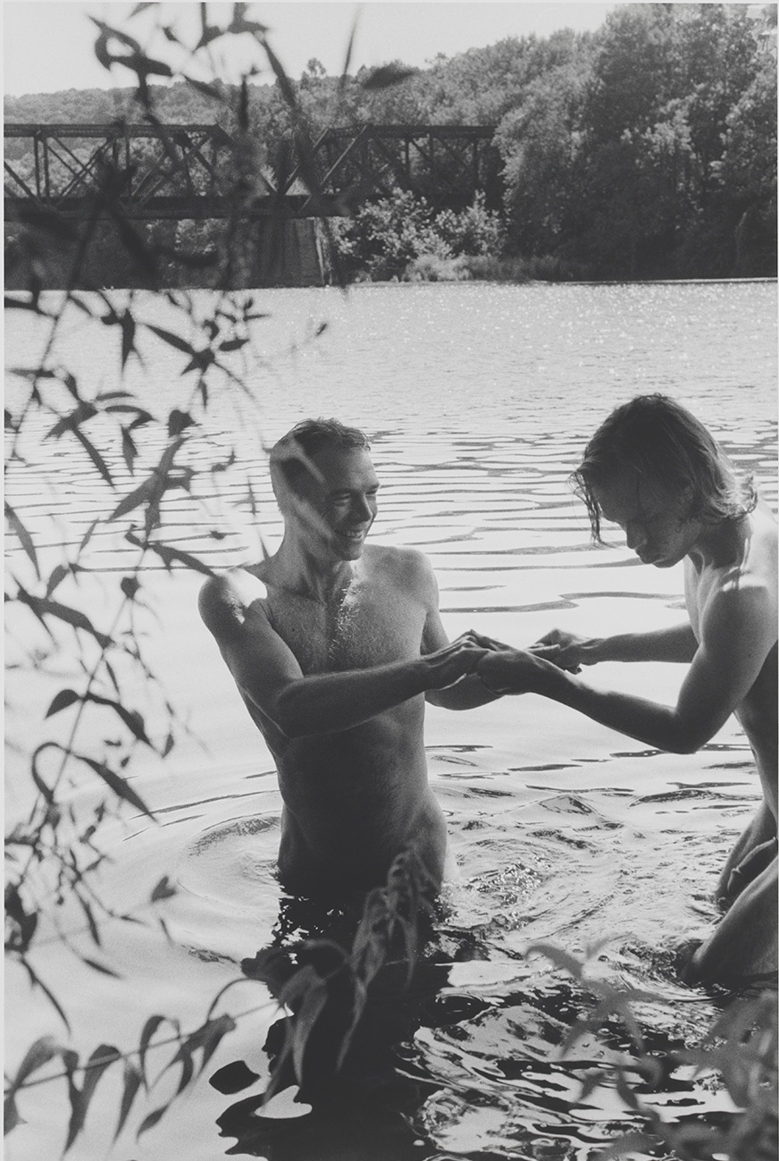 River (self-portrait with Russell Sharon, Delaware Water Gap), 1994, silver gelatin print, 24”x20”