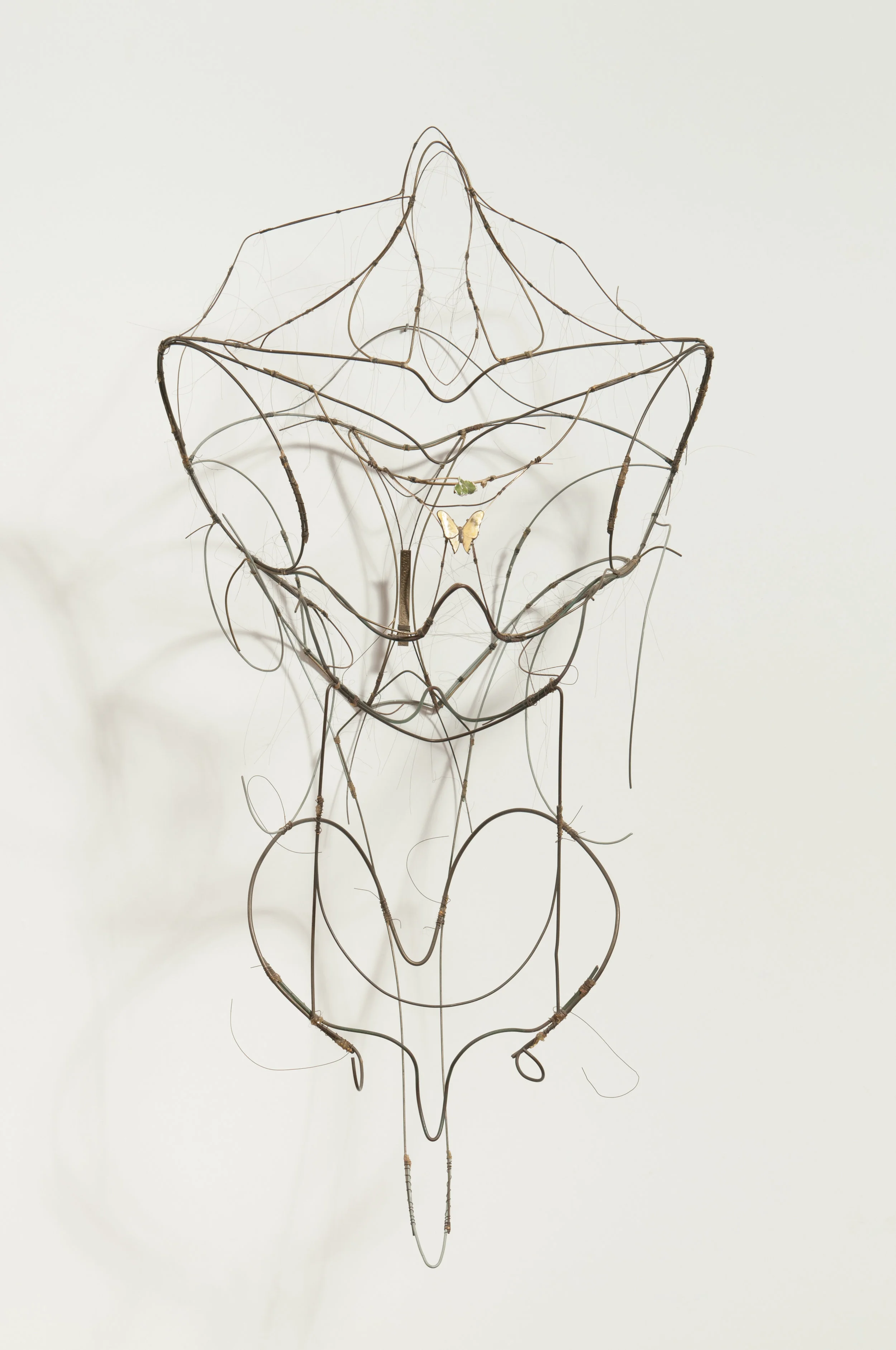 Eric Rhein, Butterfly Girl, 1992-95, steel, brass, and gold-filled wire, found objects, thread, glue, 32 x 16 x 12.5 inches