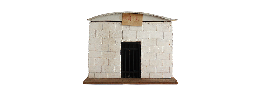 Lloyd Mattingly, Lebanon Junction Building 3, 1982, wood, matte board, plywood, plexiglass, paper, paint, 8 x 11.75 x 6.5 inches