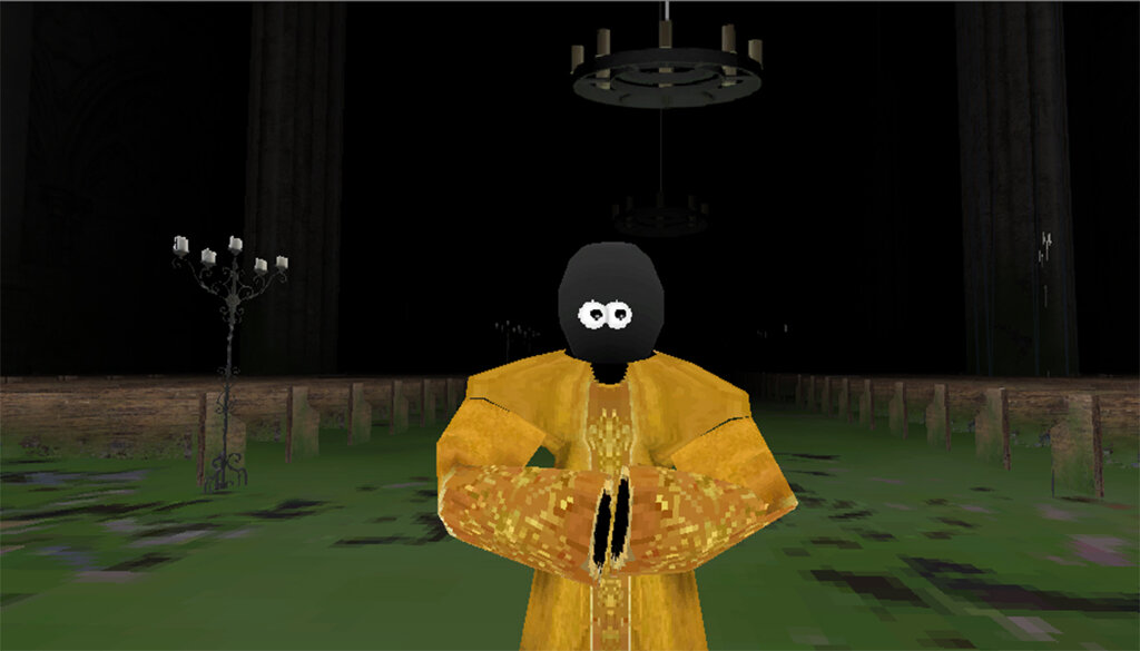 Jordan Speer, Cautious V, 2014, video game still