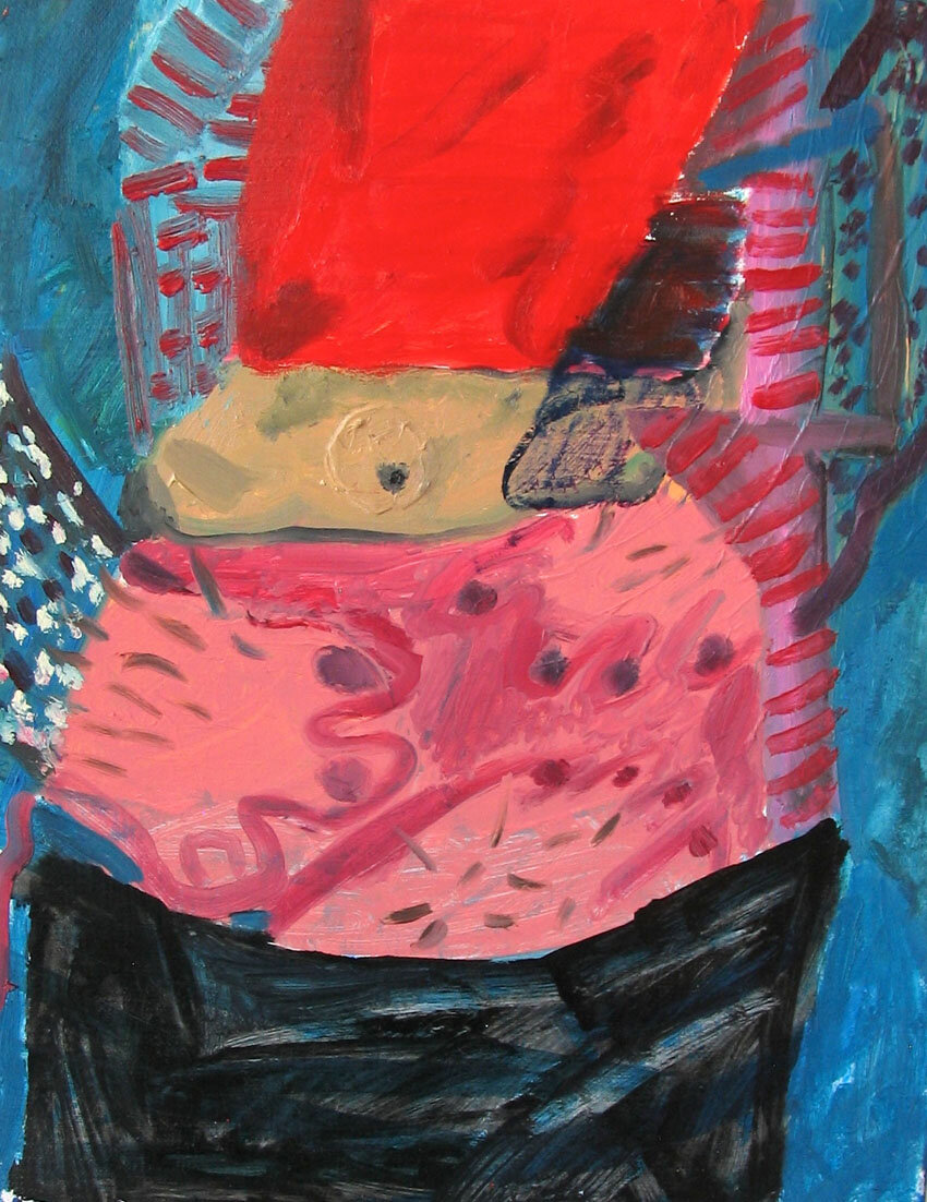 Shara Hughes, Too Full, 2014, oil, acrylic, enamel, and spray paint on canvas, 14 x 11 inches