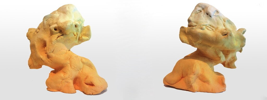 R. Clint Colburn, The Sun Rises On the Faces of Aezous, 2013, stone clay and acrylic paint, 5.5 x 4 x 4 inches