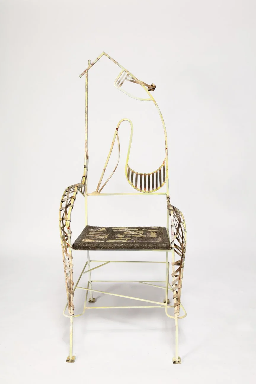 Richard Dial, "Lady Next Door", 2023, oil-based paint on metal and carpet, 65 1⁄2 x 28 x 33 1⁄2 inches