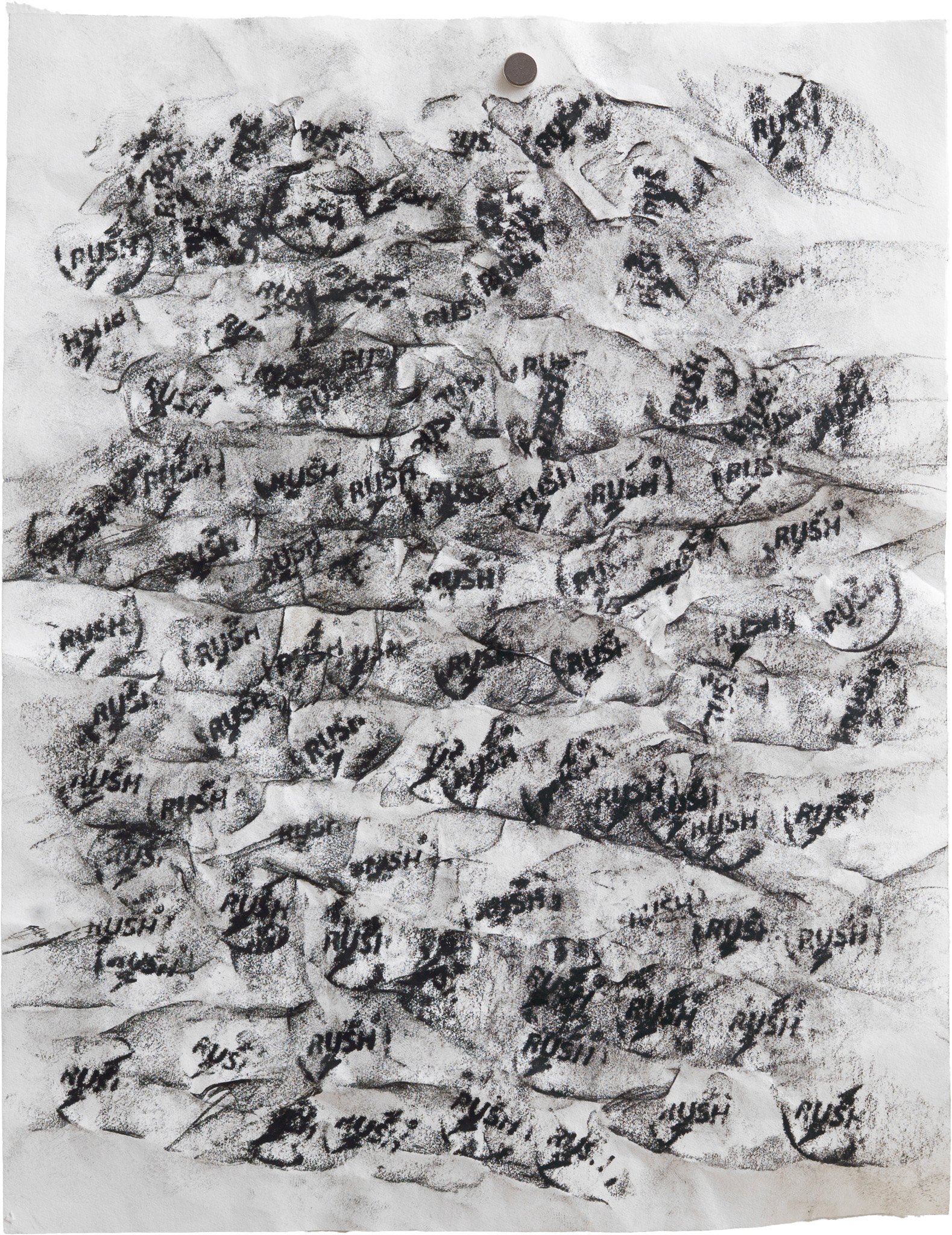 Jackson Markovic, "Rush 02", 2024. Charcoal, 11 x 8.5 inches.