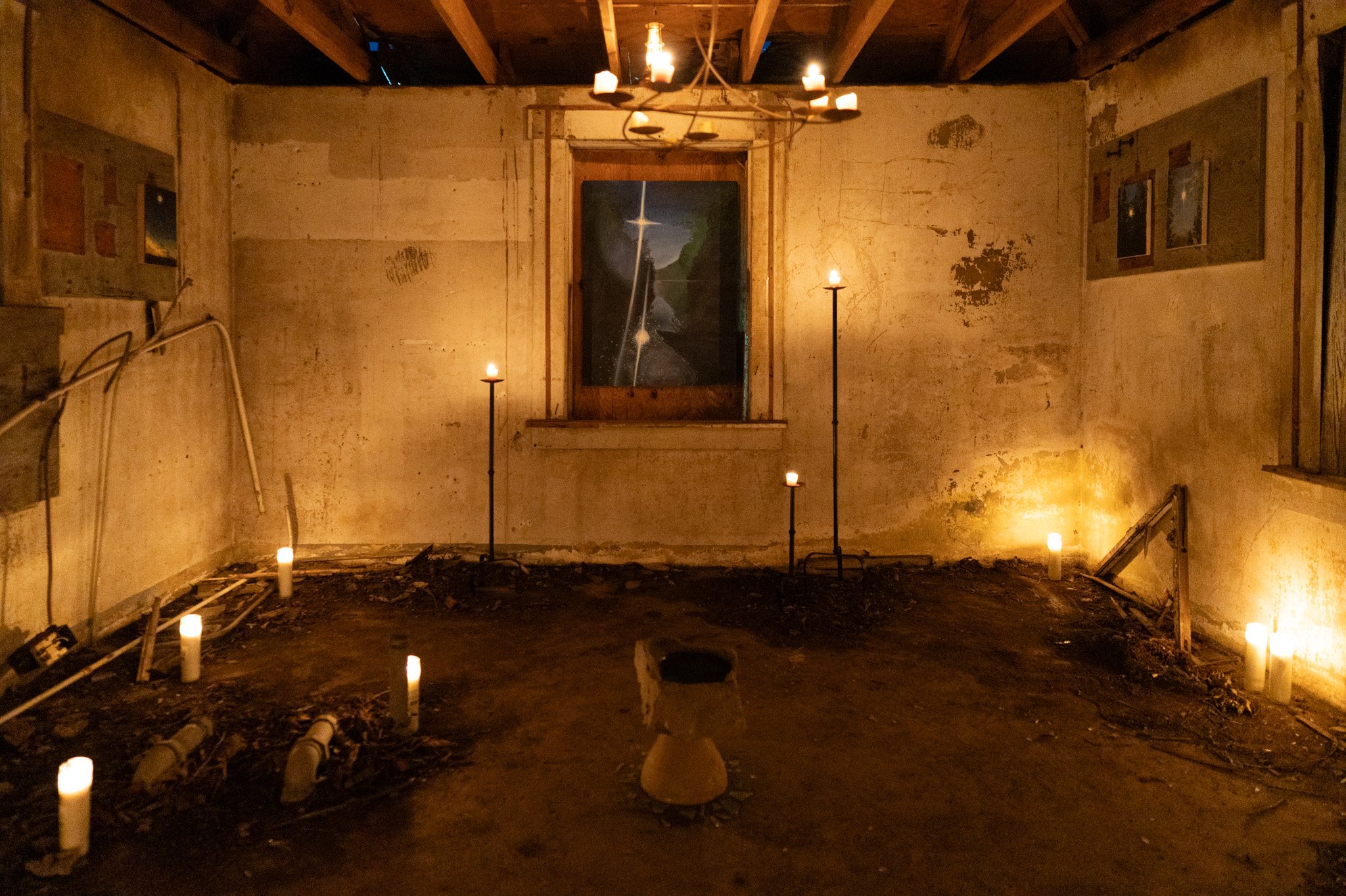 Portals, Pathways, and the Space Between Us June 29, 2025 Abandoned Pumphouse, Coldstream Park - Lexington, KY Portals, Pathways, and the Space Between Us , is an exhibition that explores placemaking, shapeshifting, and temporalities of Kentucky