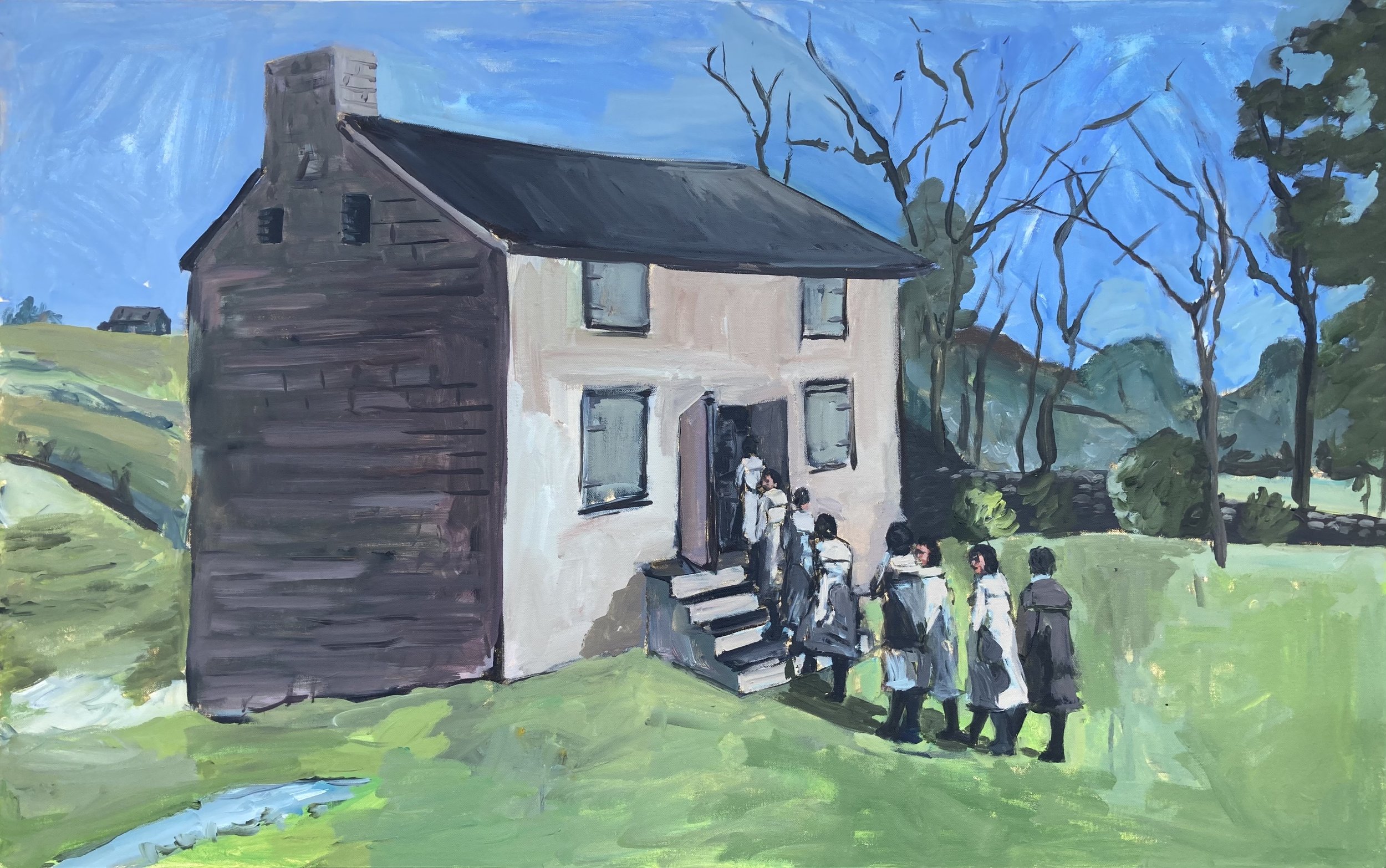 Marcus Dunn, Filing In, 2025. Acrylic on canvas, 30 x 48 in.