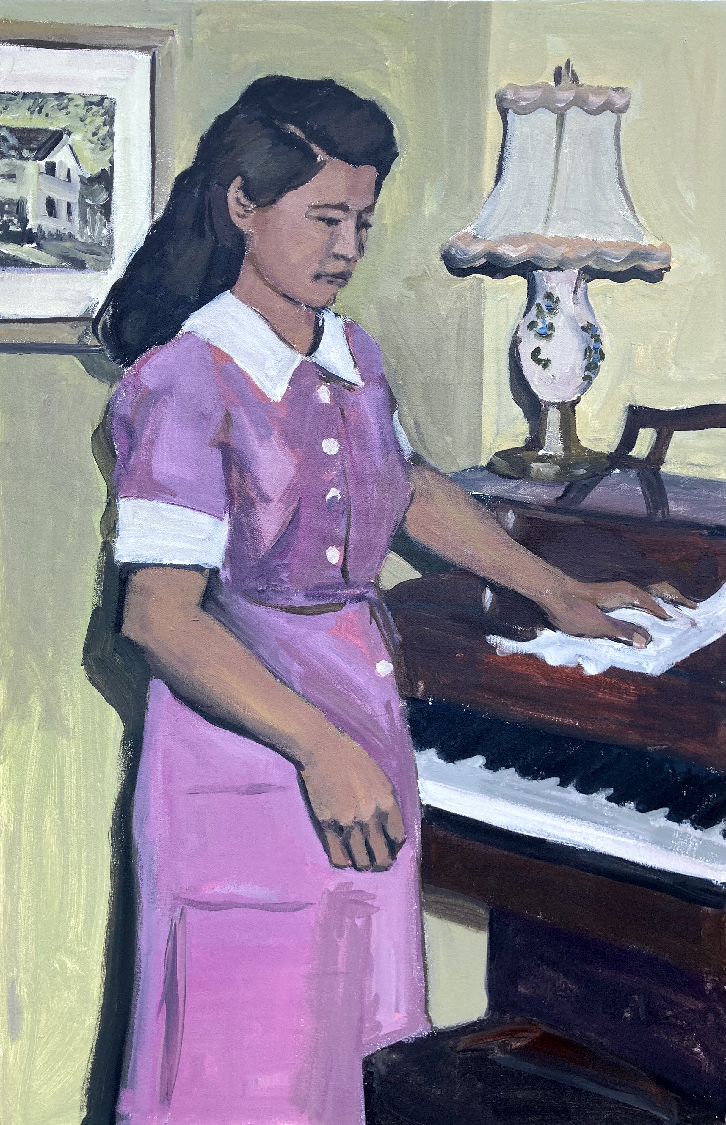 Marcus Dunn, Piano, 2025. Acrylic on canvas, 36 x 23 1⁄2 in.