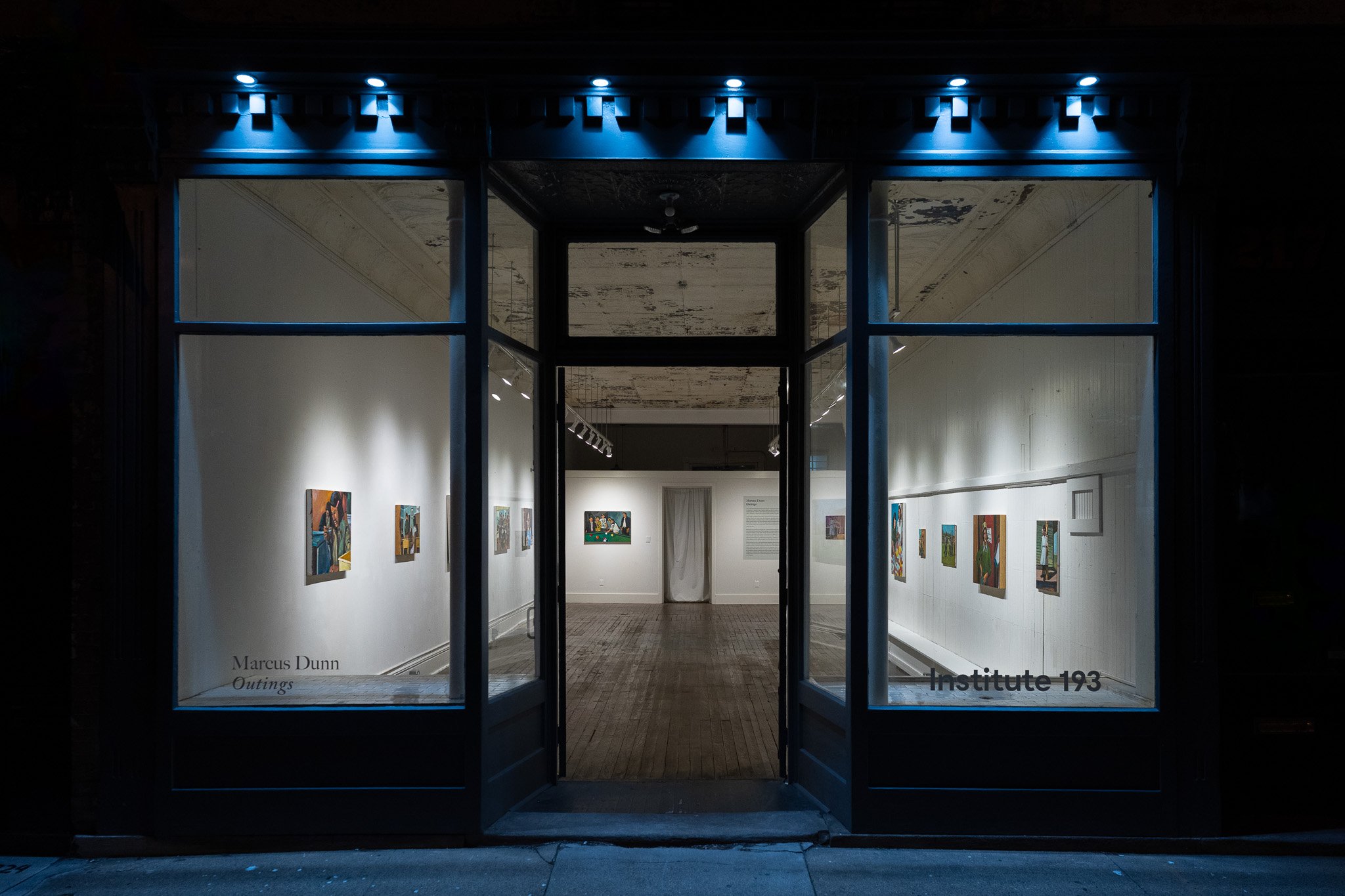 Installation views of Marcus Dunn, "Outings", 2025.