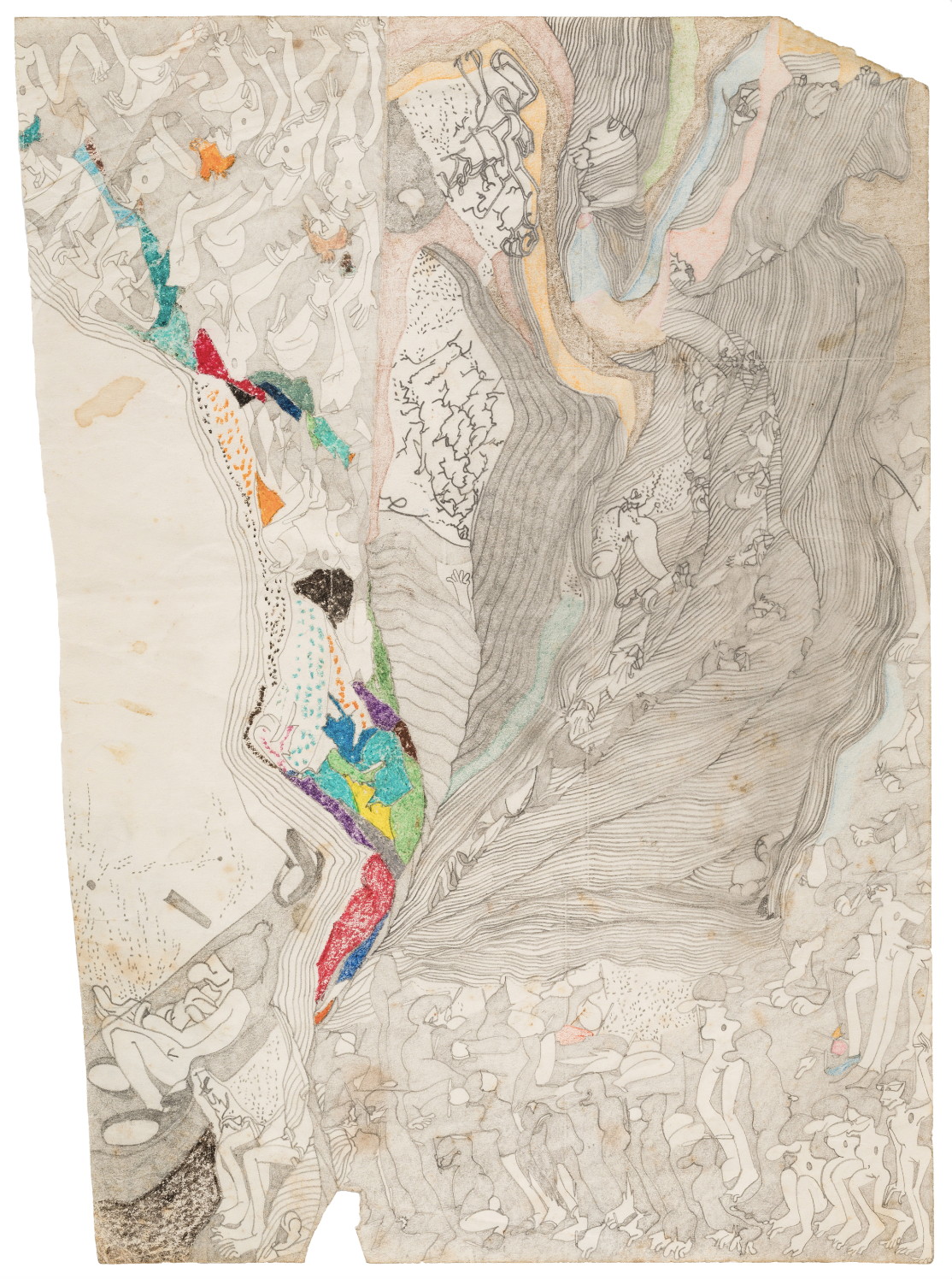 Susan Te Kahurangi King, Untitled, c. 1975-1979, graphite, colored pencil, and crayon on paper (double-sided), 16 ½ x 12 inches