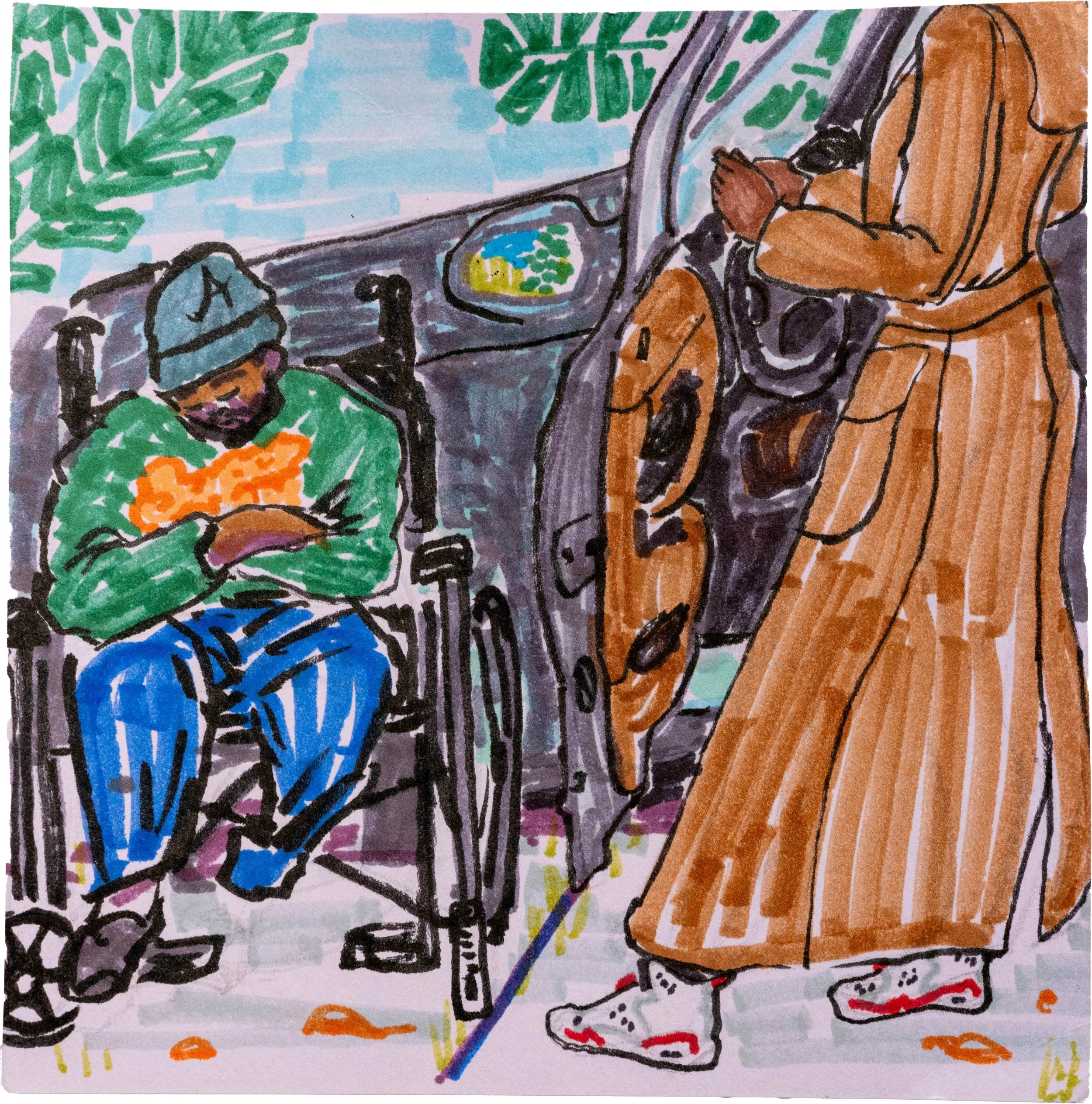 Ezekiel Robinson, Super, 2025, marker on paper, 5 x 5 inches