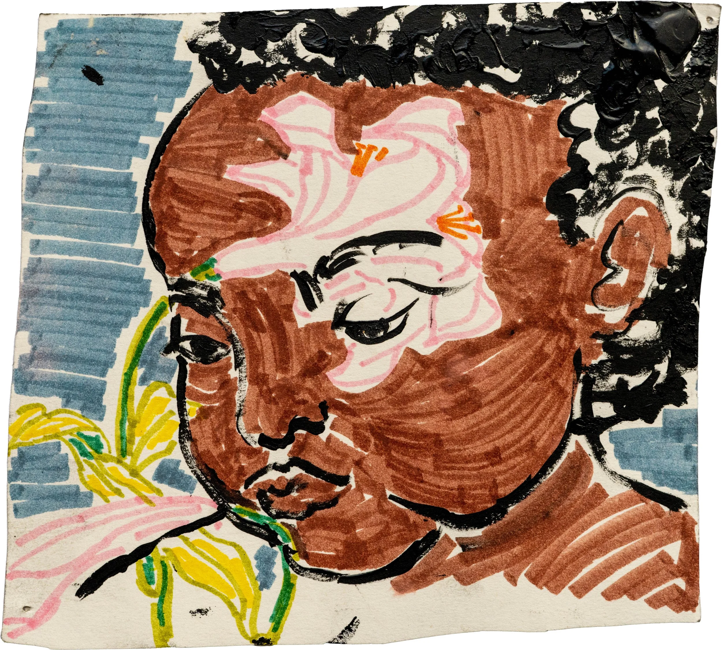 Ezekiel Robinson, Brittany, 2025, marker and acrylic on paper, 5 ¼  x 6 inches