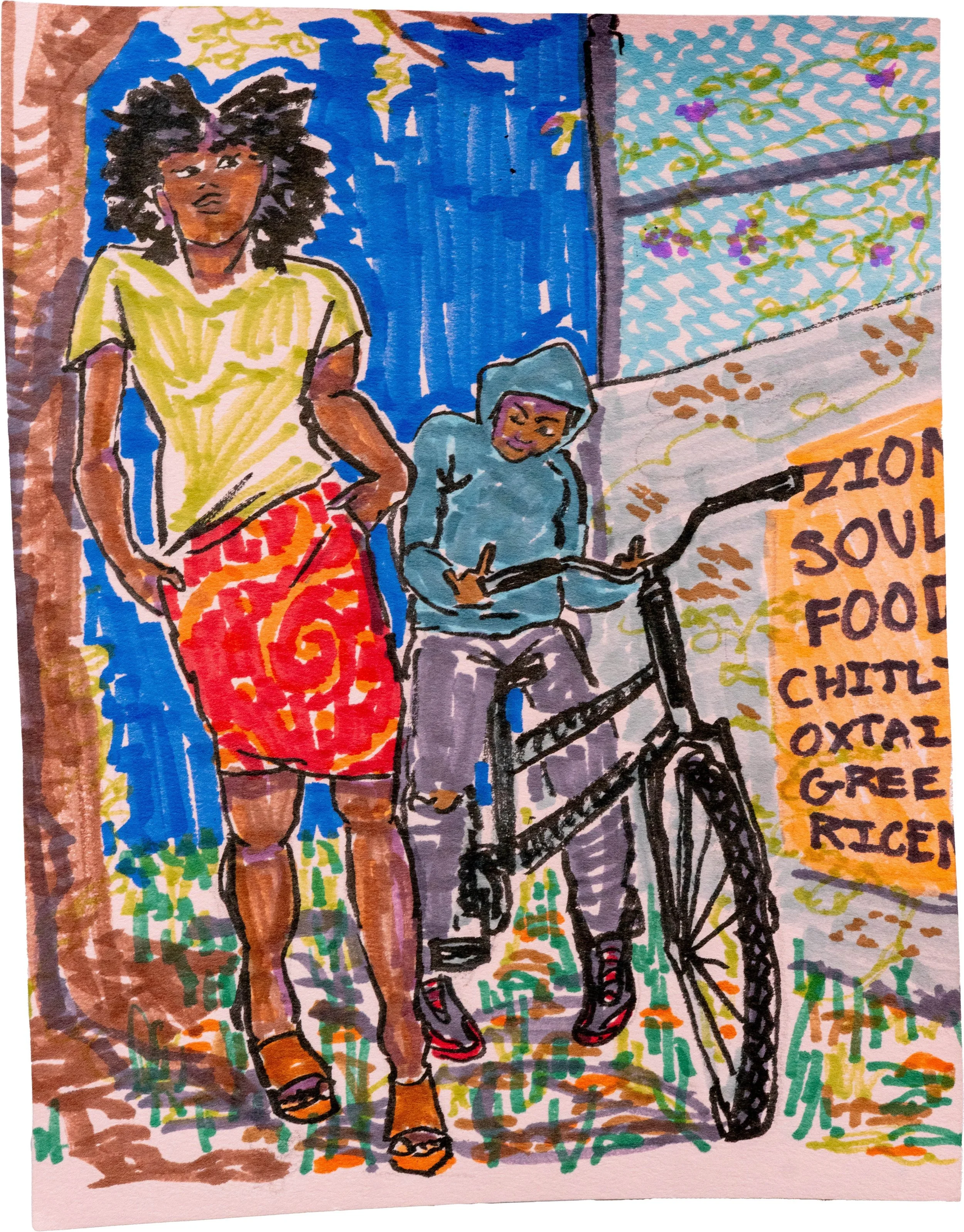 Ezekiel Robinson, Sandrez, 2026, marker on paper, 4 ¾ x 6 inches