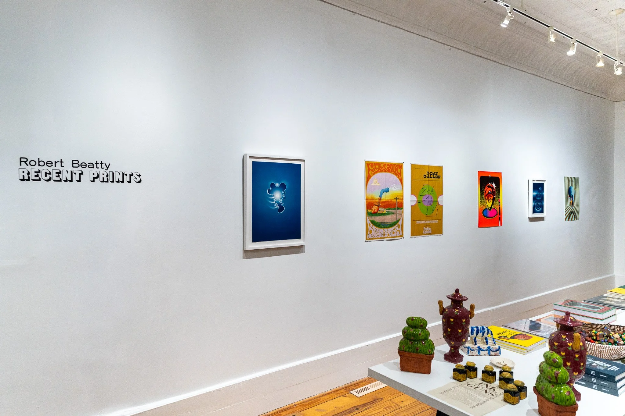 Installation views of Robert Beatty, "Recent Prints", 2026.