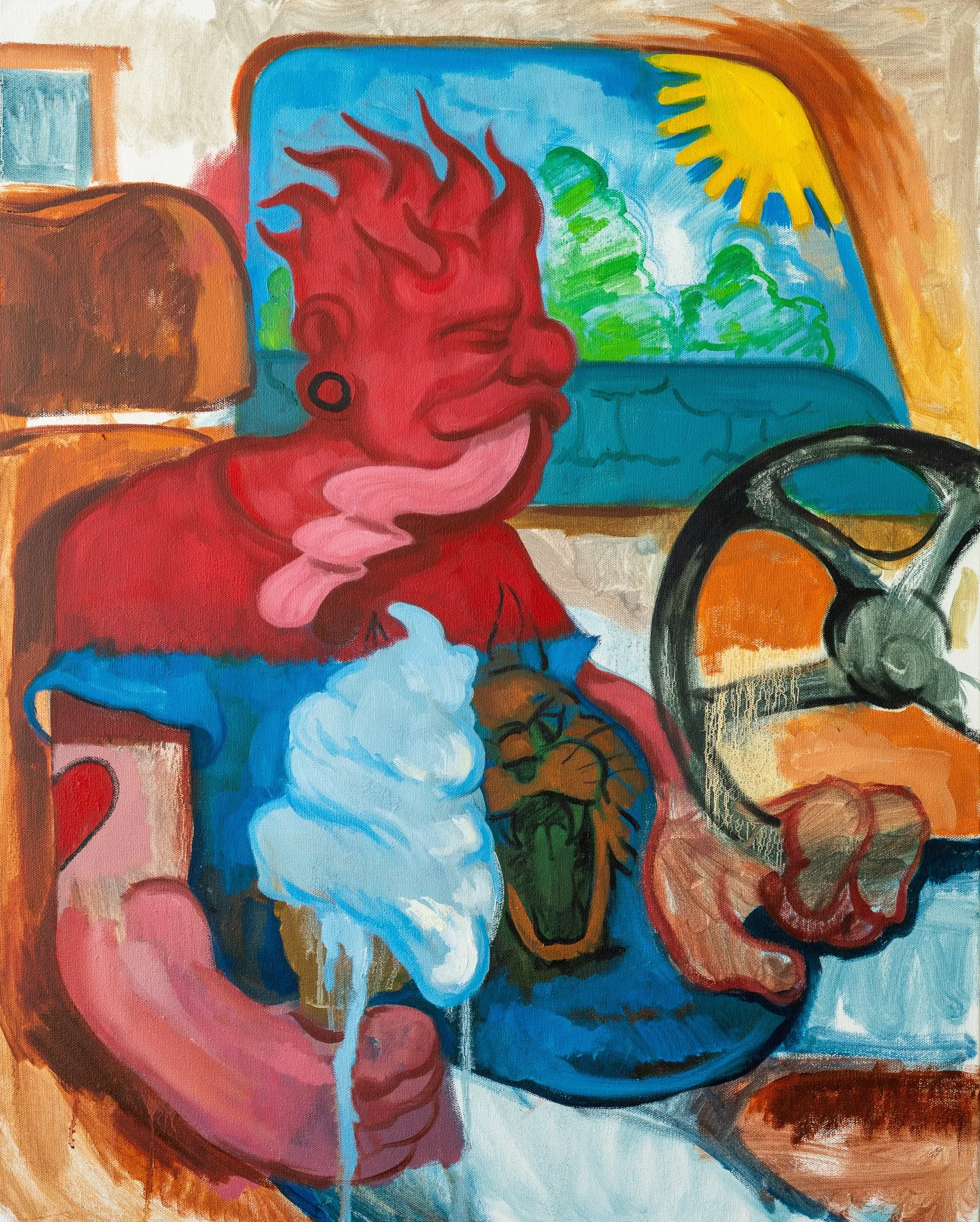 Ceirra Evans, Red Hot, 2026. Oil and acrylic on canvas, 30 x 24 inches.