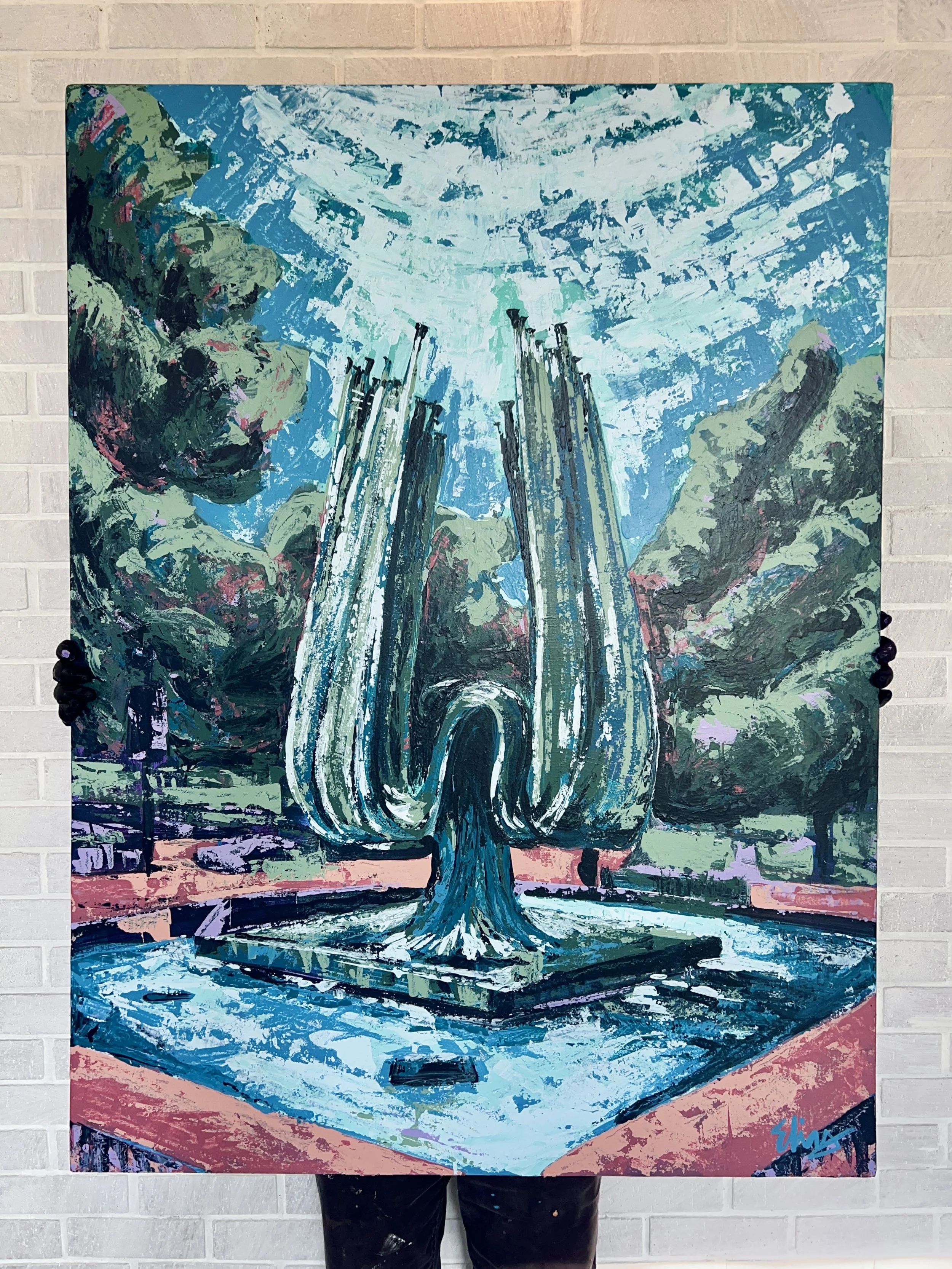 Memorial Fountain Original Painting