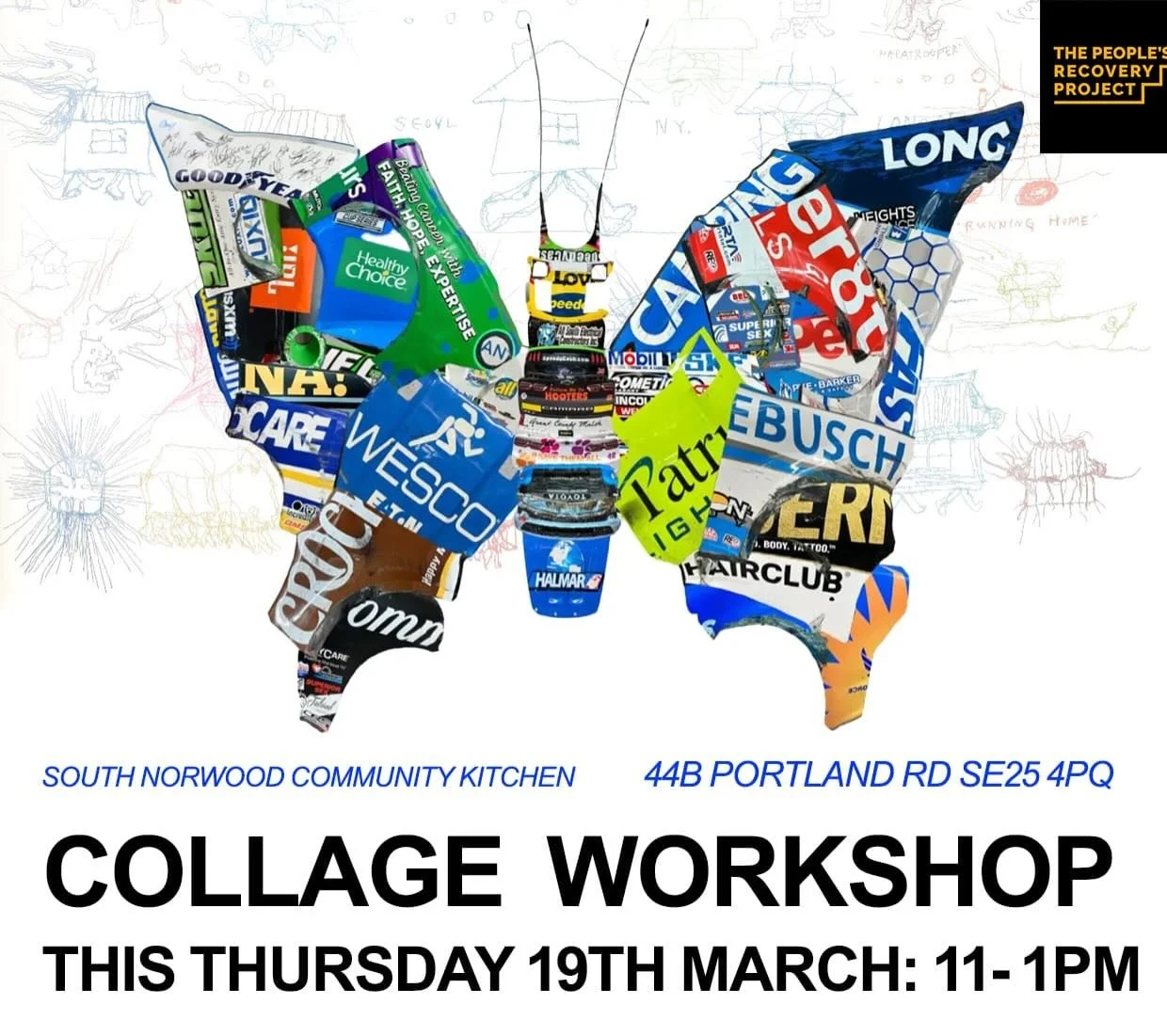 Creative collaging workshop tomorrow 19th March 11-1pm with the amazing Alesh from @thepeoplesrecoveryproject ✨🖌️🌸

Free to attend, all welcome. 44b Portland Road SE25 4PQ - join us for pay-what-you-feel lunch after 💫