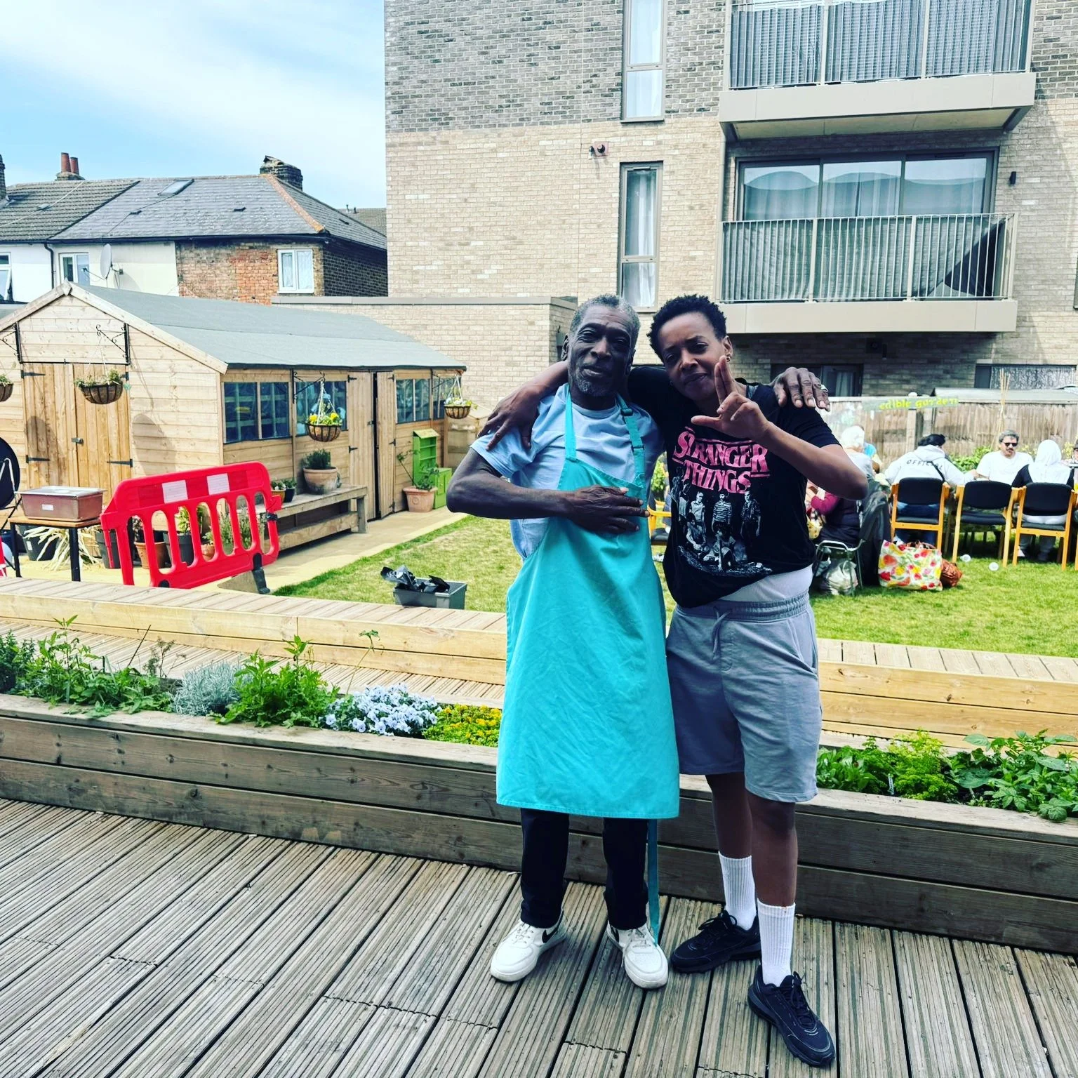 Inaugural jerk pan Saturday with Kitchen Leads Dion and papa Paul and the famous Big Bertha providing the flames🔥🔥

On the menu was:
jerk chicken wings
jerk sausages 
jerk burgers
coconut cream lentil curry
rice
pasta salad

You know where to find 
