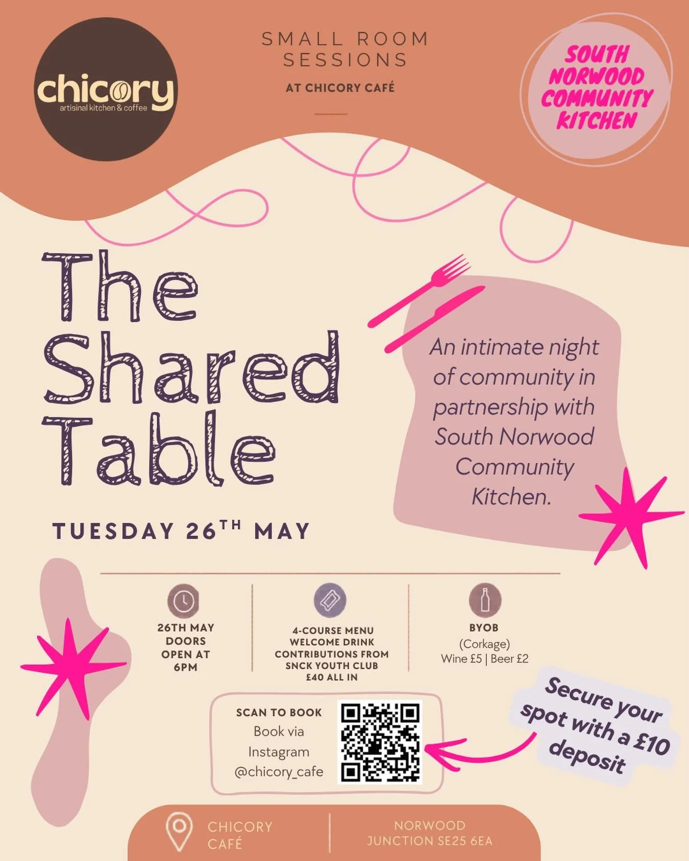 announcing &hellip; ✨🍴The Shared Table🍴✨

We&rsquo;re so so excited to be collab-ing with our pals at @chicory_cafe for a supper club series kicking off on Tuesday 26th May!!!!!

Featuring&hellip;

> a 4 course menu designed by Chicory &amp; SNC