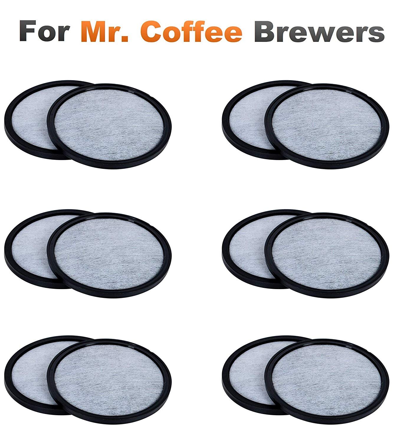 12-Pack Replacement Charcoal Water Filter Discs for Mr Coffee Brewers Coffee Machines 