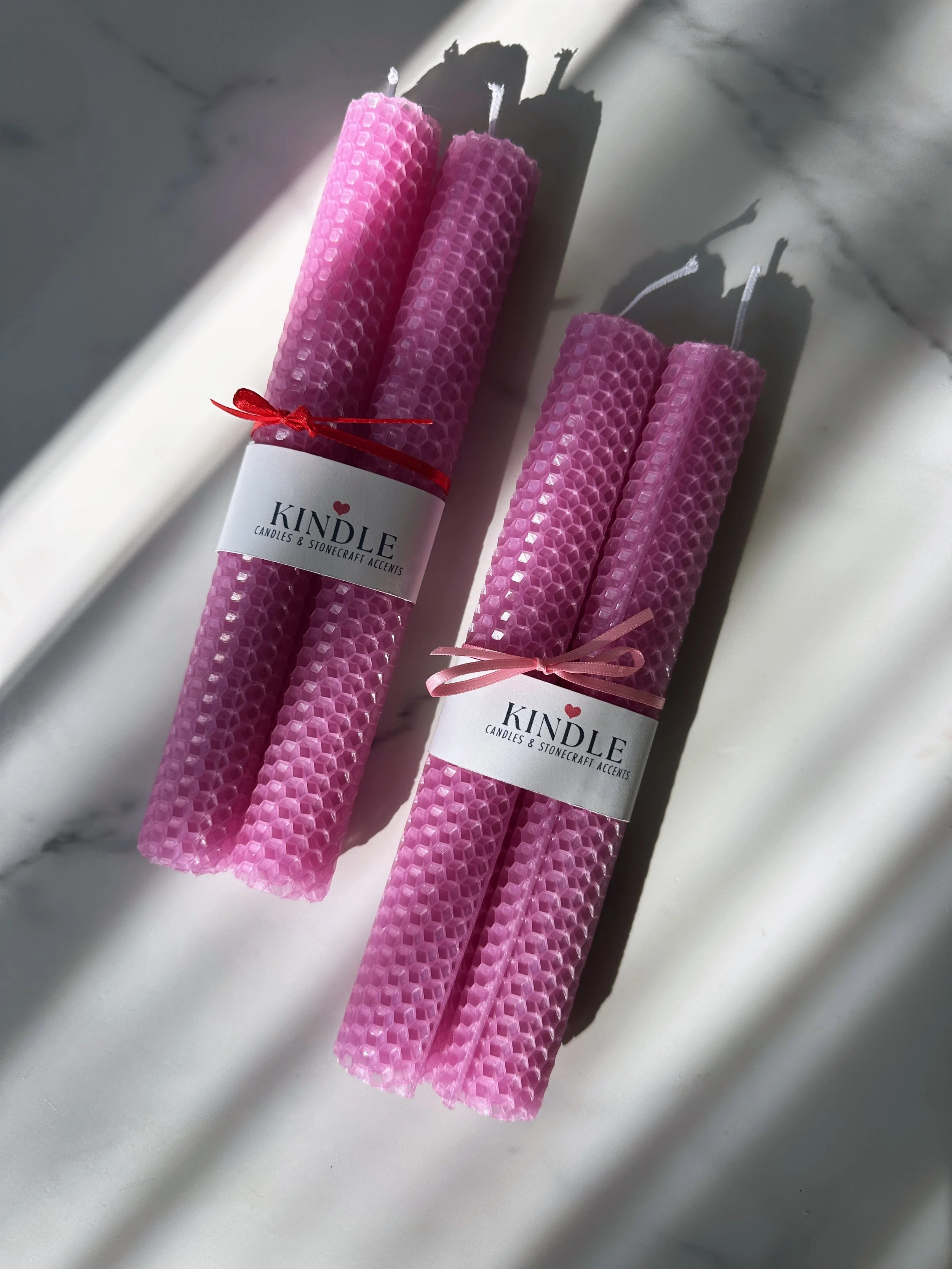 Blush: Hand-rolled Beeswax Tapers (set of 2)