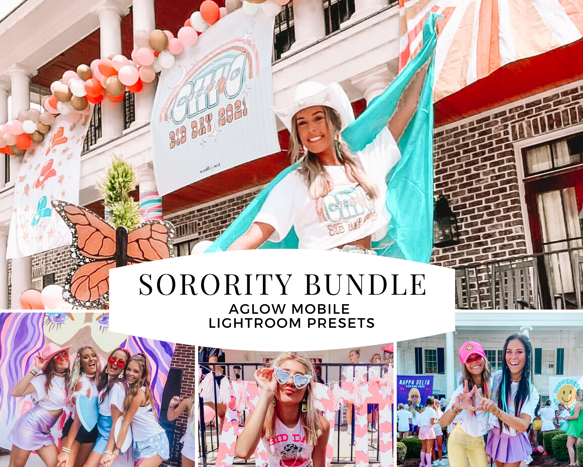 SORORITY PRESETS, 10 Mobile Lightroom Presets, AGLOW Lightroom Presets