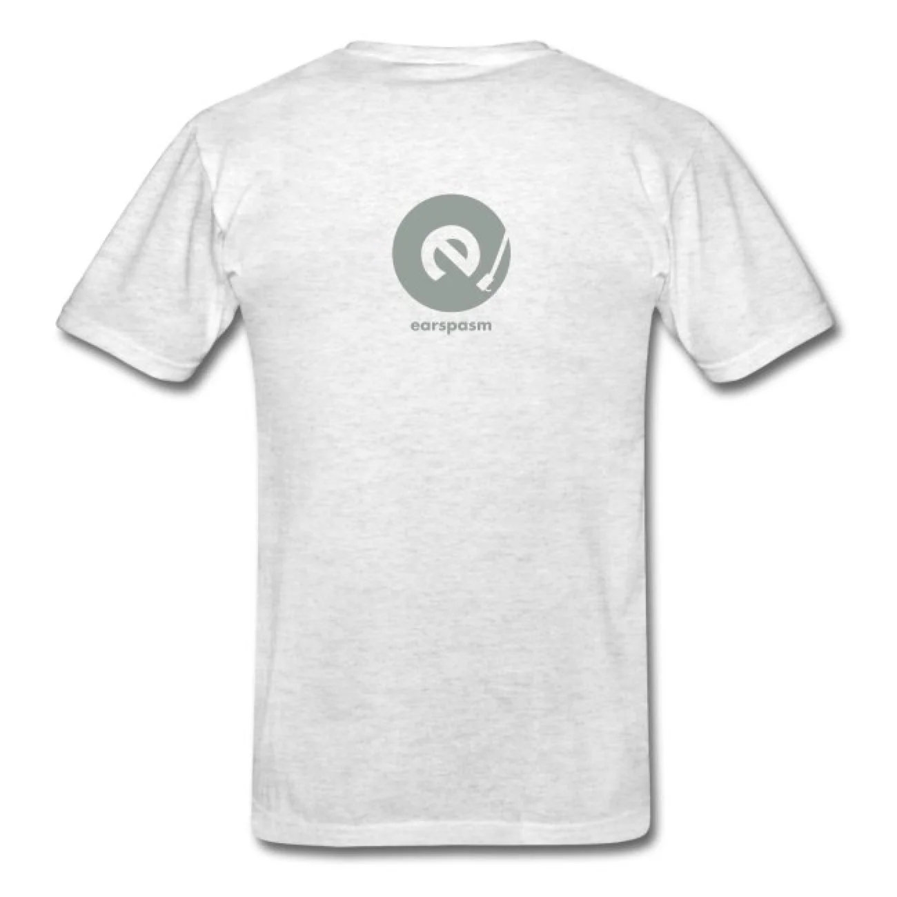 Reverse image of grey t-shirt with earspasm logo