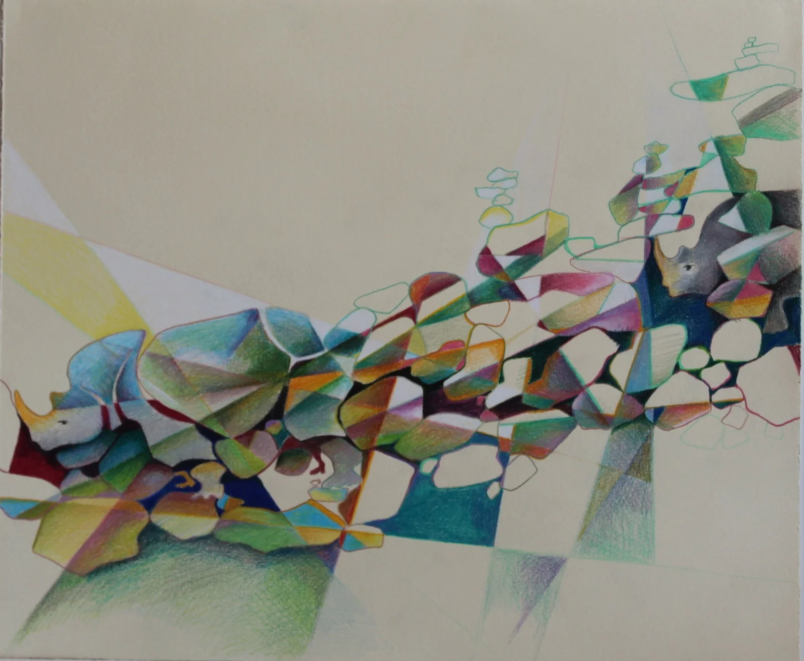 Rhinos Two by Two Prismacolor 18 x 15” $145