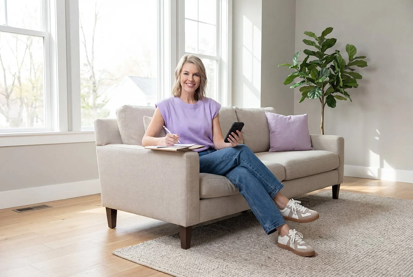 Woman seated working