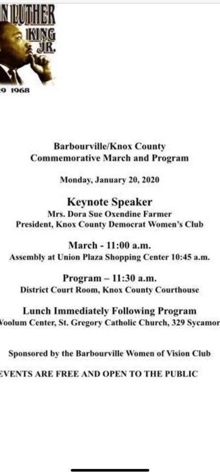 [Barbourville] Commemorative March and Program in honor of Martin Luther King Jr. Day