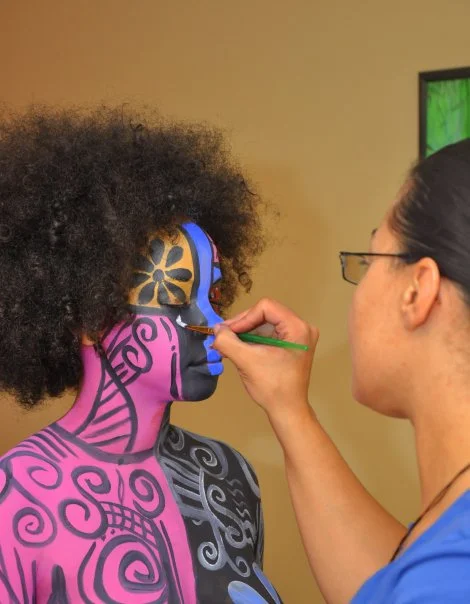 My very first body paint experience, 2009. Model, Lalli C. Wells. Photo by Ajani Housen