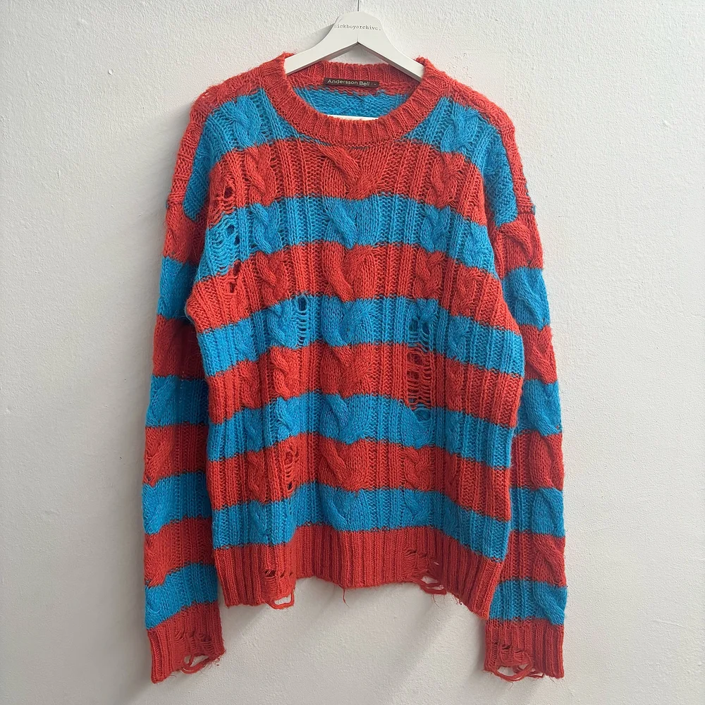 Andersson Bell Distressed Striped Knit Sweater — sickboyarchive.