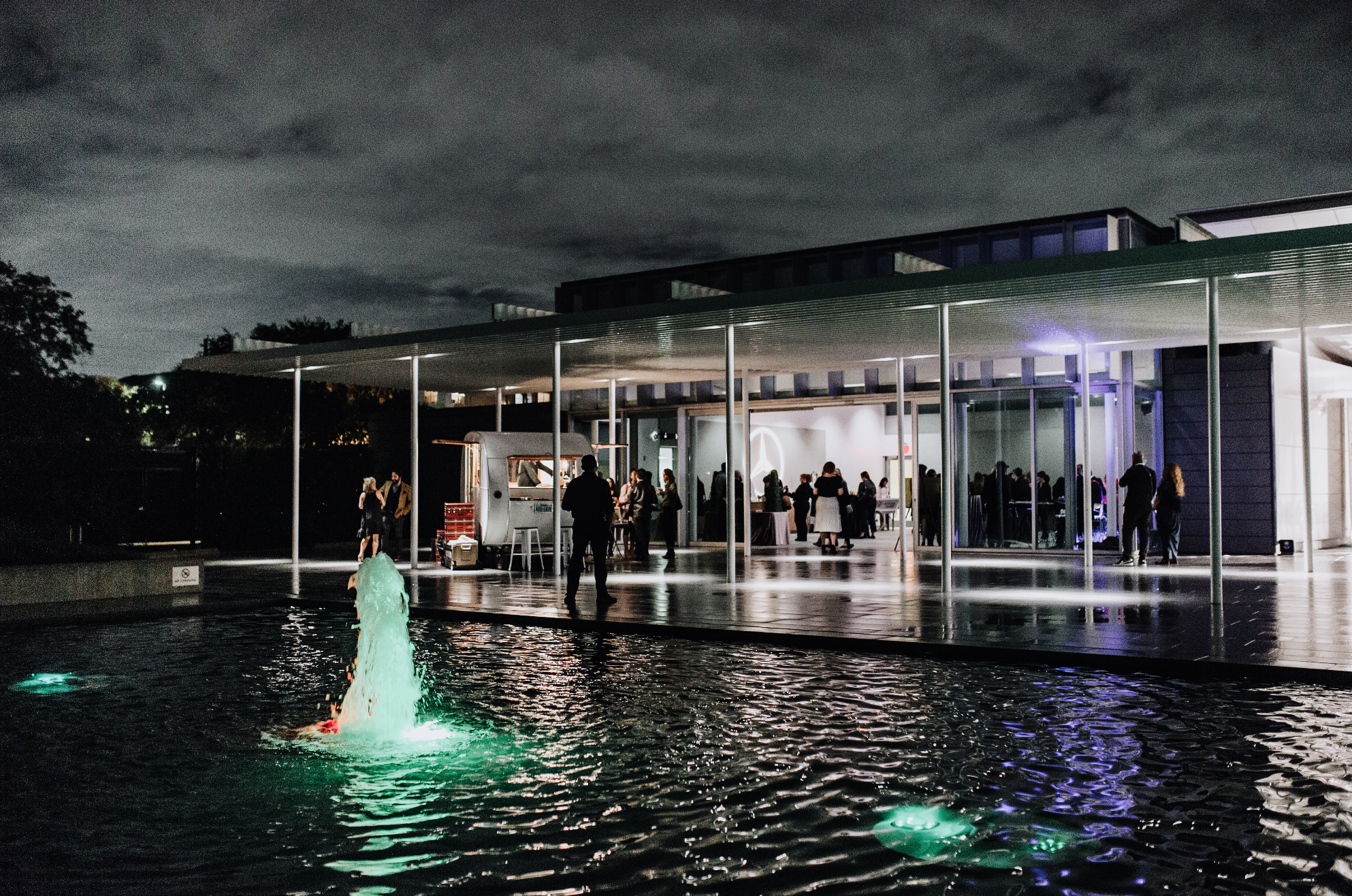 We have mastered the art of lighting design—and that means we break the rules once in a while. The fountain lights pictured above shift color temperature dynamically throughout the evening.