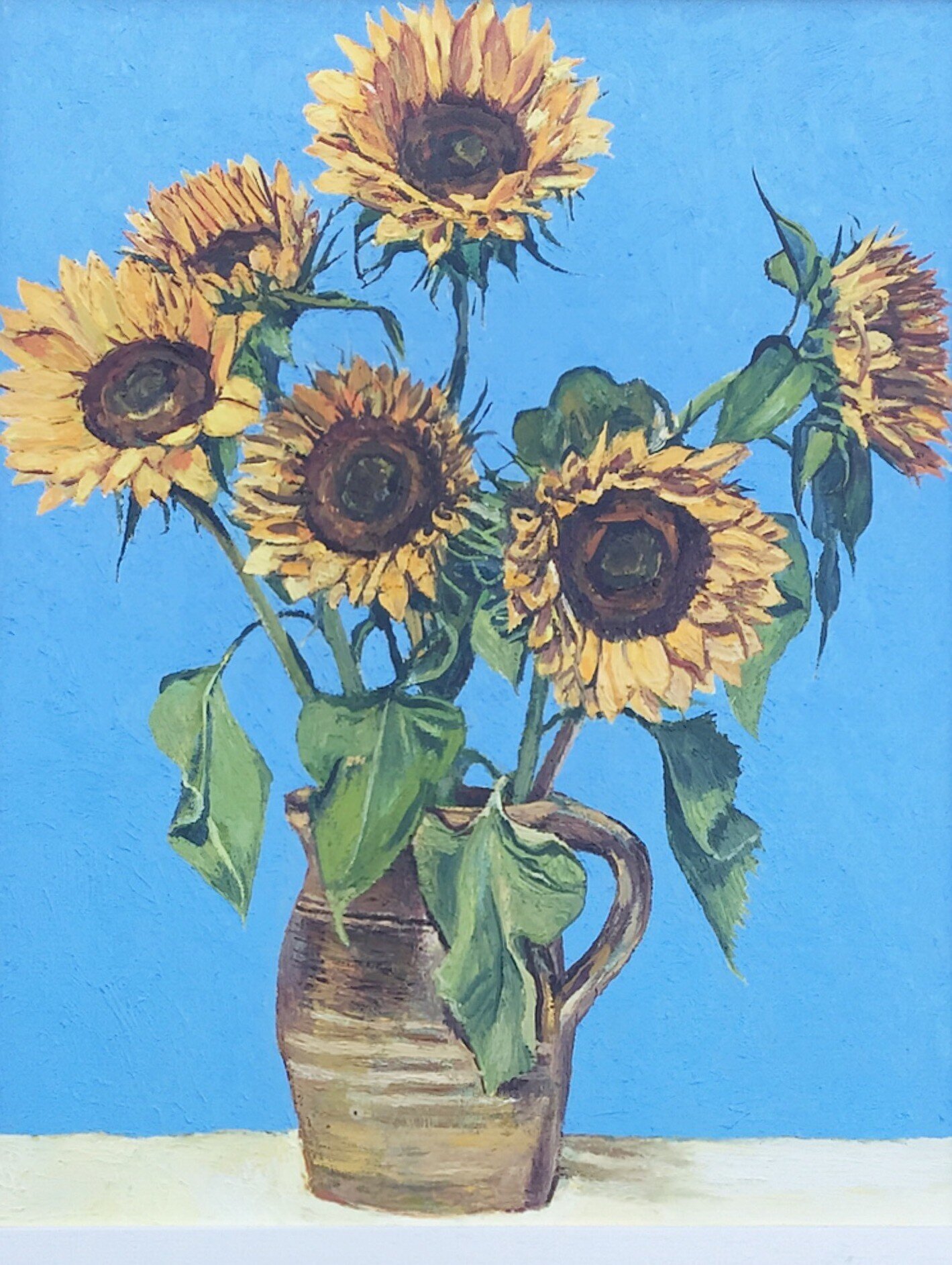 Sunflowers on blue background