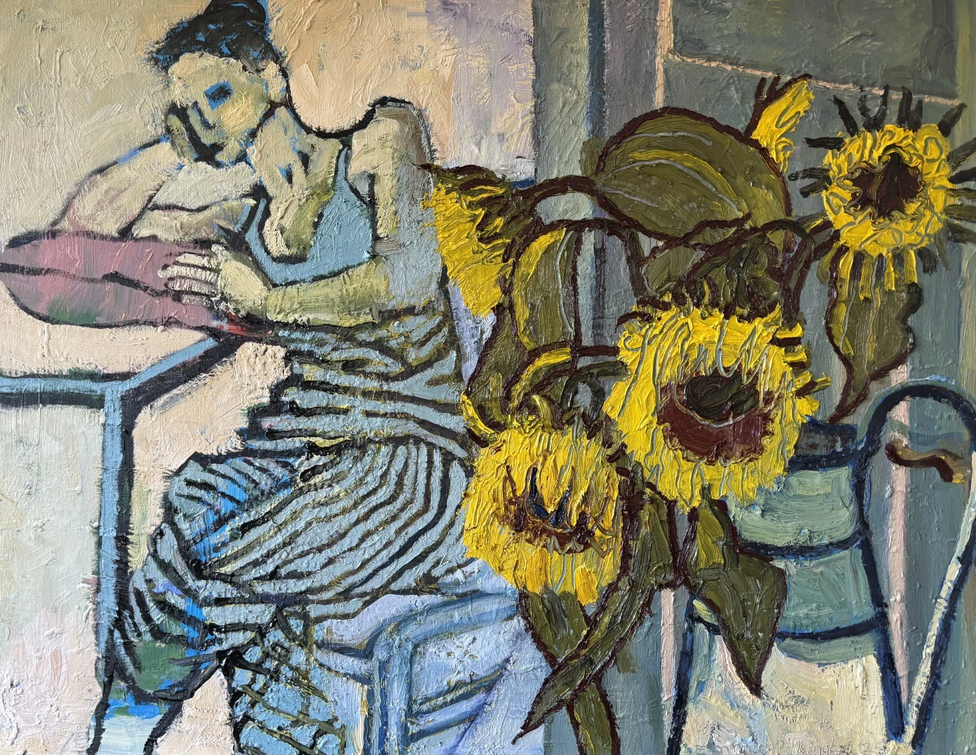 Girl with sunflowers