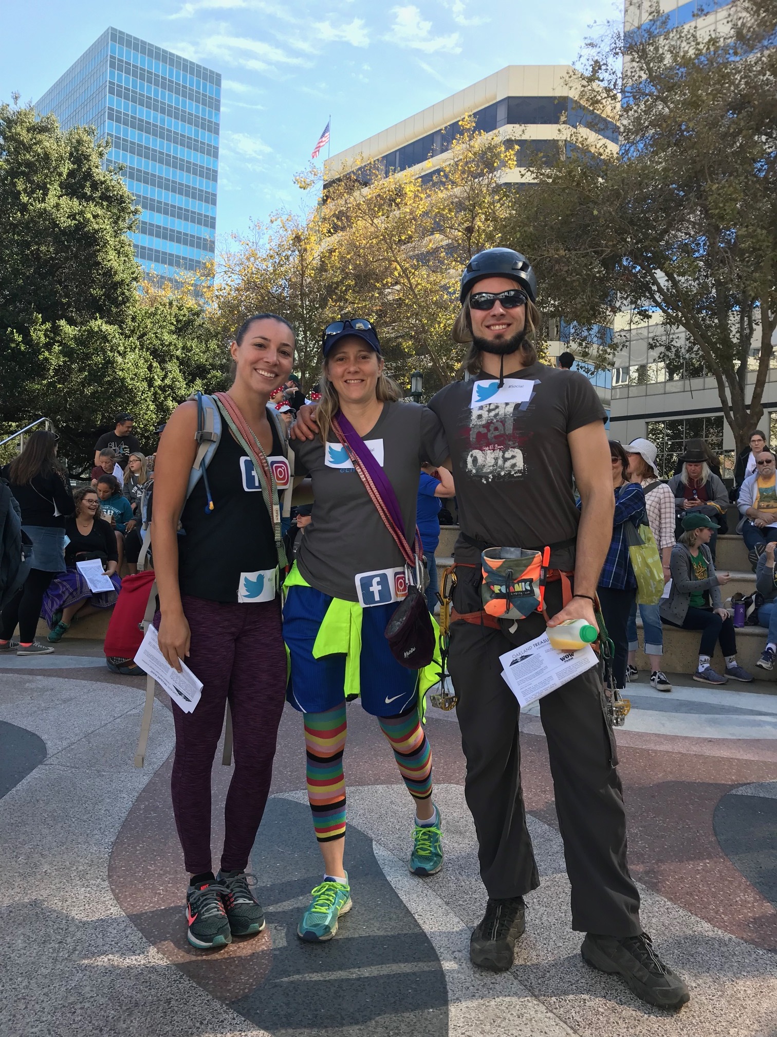 “The Social Climbers” strike a pose at the Oakland Treasure Hunt, October 2017.