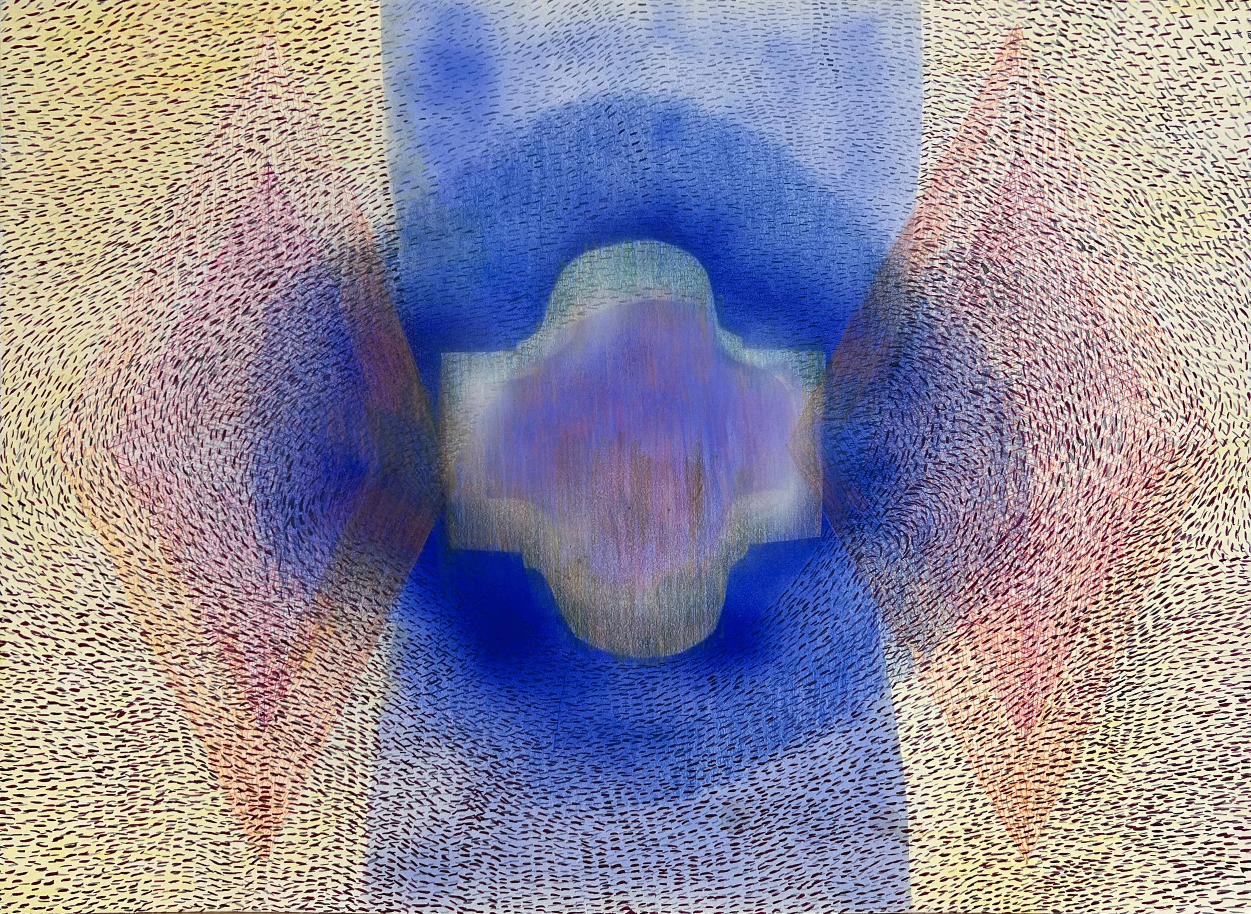   A Deep Churning , 2025 Color pencil, acrylic, ink on paper 22.5 x 30 inches 