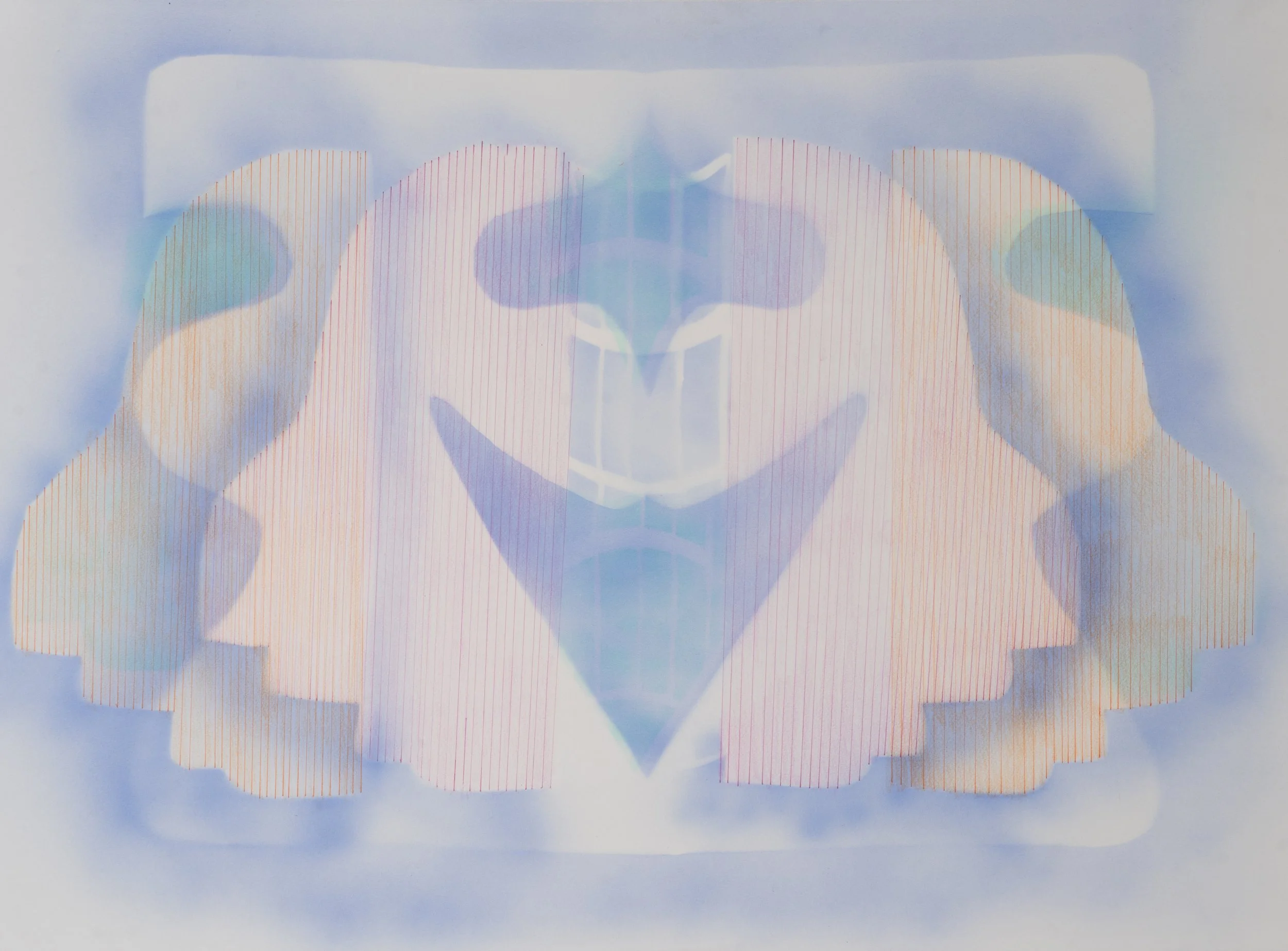   Magic in Threes , 2023 Color Pencil, ink and acrylic on paper 22.5 x 30 inches 