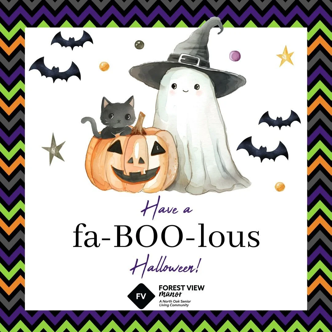 Our ghosts are friendly, our pumpkins are glowing, and our residents are all treats, no tricks! 🎃👻
.
Have a fab-BOO-lous Halloween from all of us at Forest View Manor!
.
#AssistedLiving #SeniorLiving #HappyHalloween