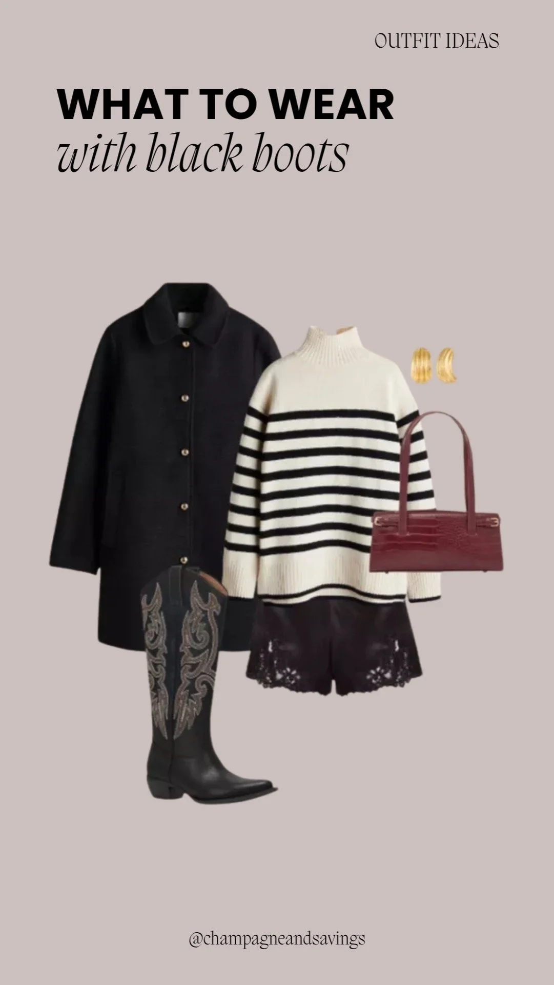 Cozy sweater outfit styled with black tall boots for a warm, stylish everyday look.