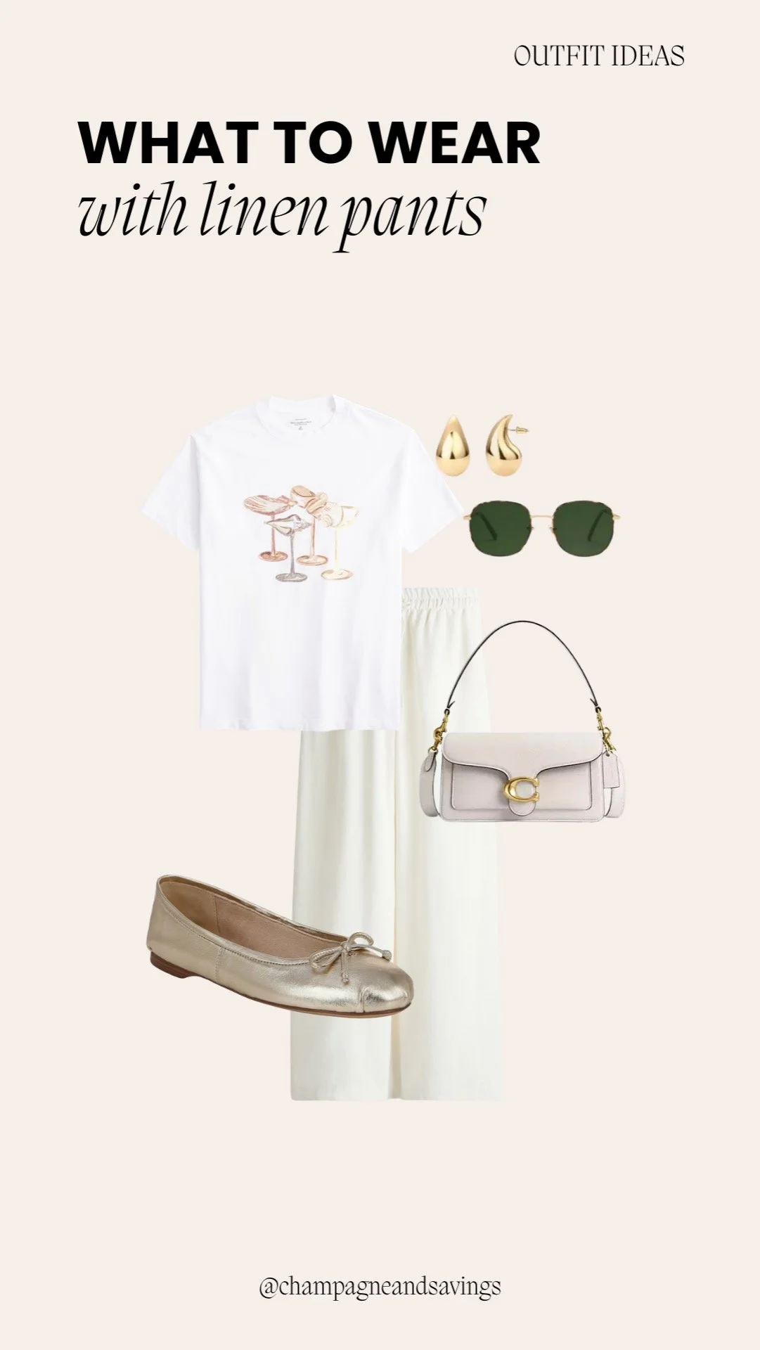 Graphic tee outfit styled with linen pants and casual accessories for a chic and effortless spring look.